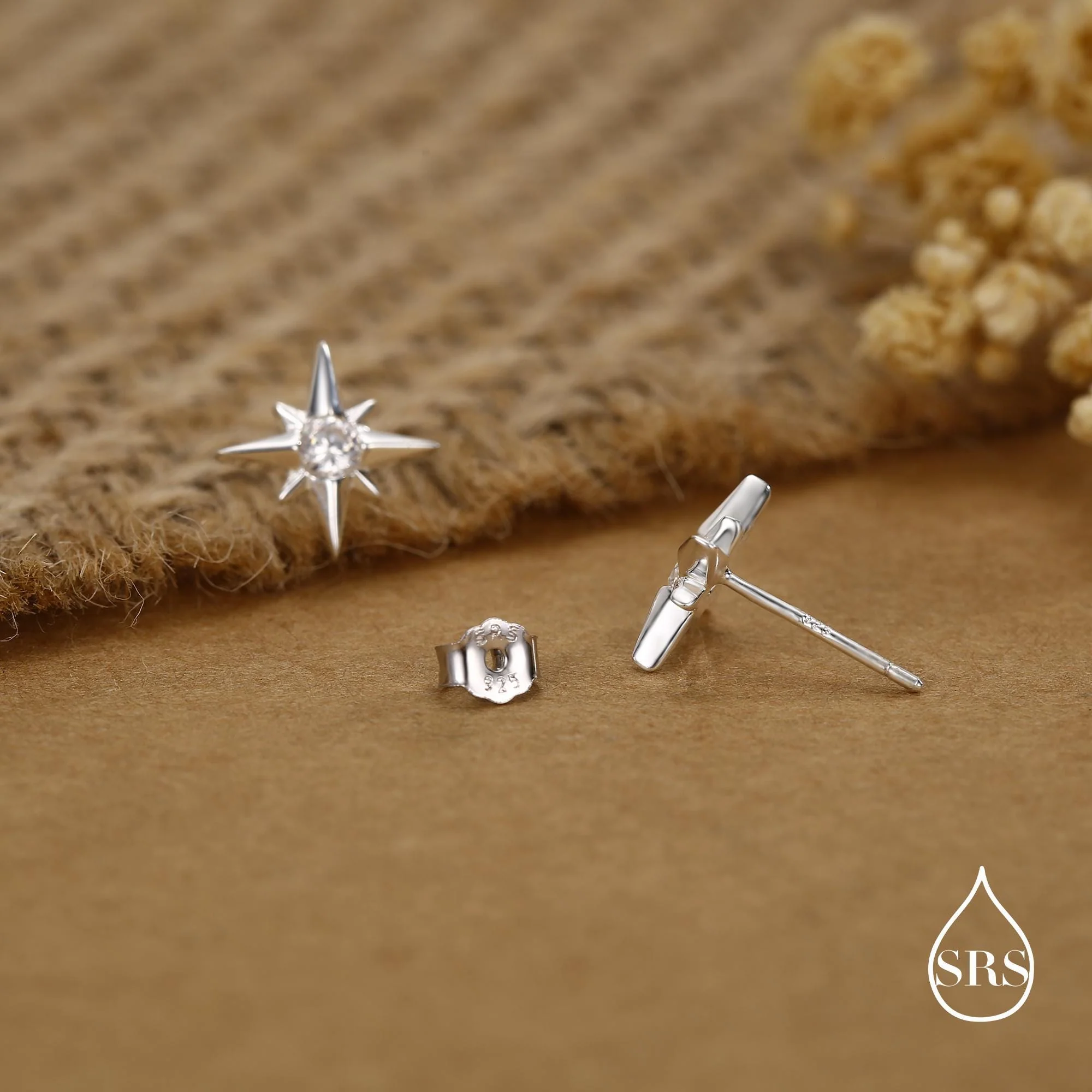 Sterling Silver Starburst CZ Stud Earrings - Image 6