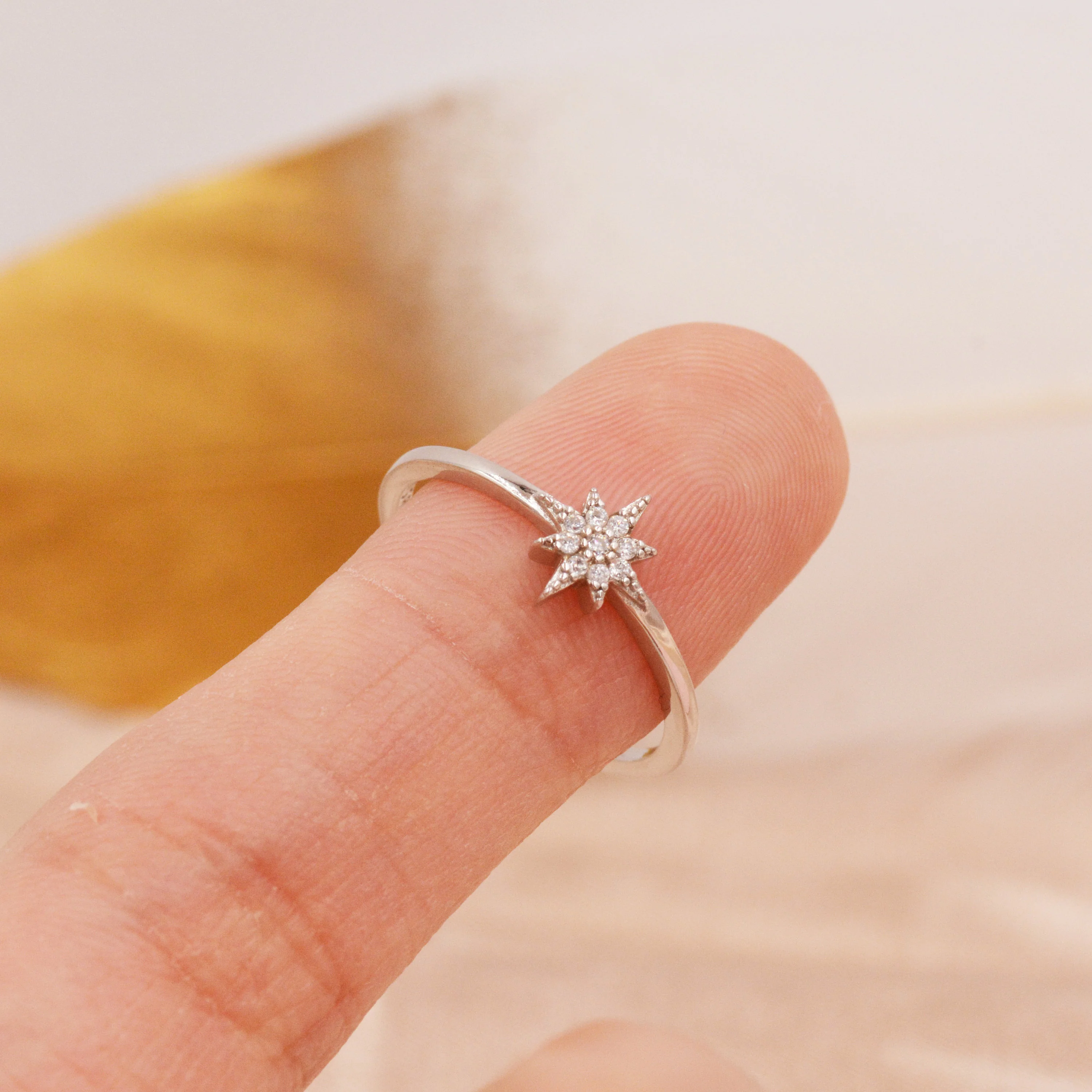 Sterling Silver Starburst Ring - Dainty Star Ring - Stacking Ring - Image 8