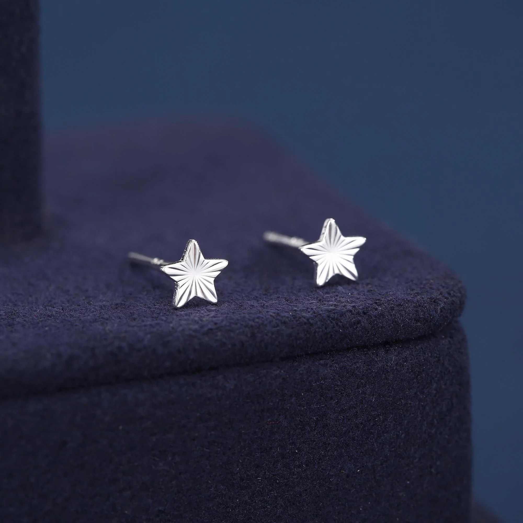 Sterling Silver Sunburst Star Stud Earrings - Image 3