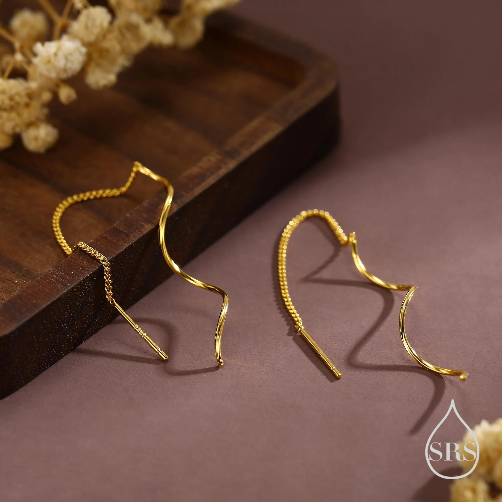 Sterling Silver Swirl Design Ear Threaders, Silver, Gold or Rose Gold, Delicate Spiral Earrings, Minimalist Threader Earrings - Image 6