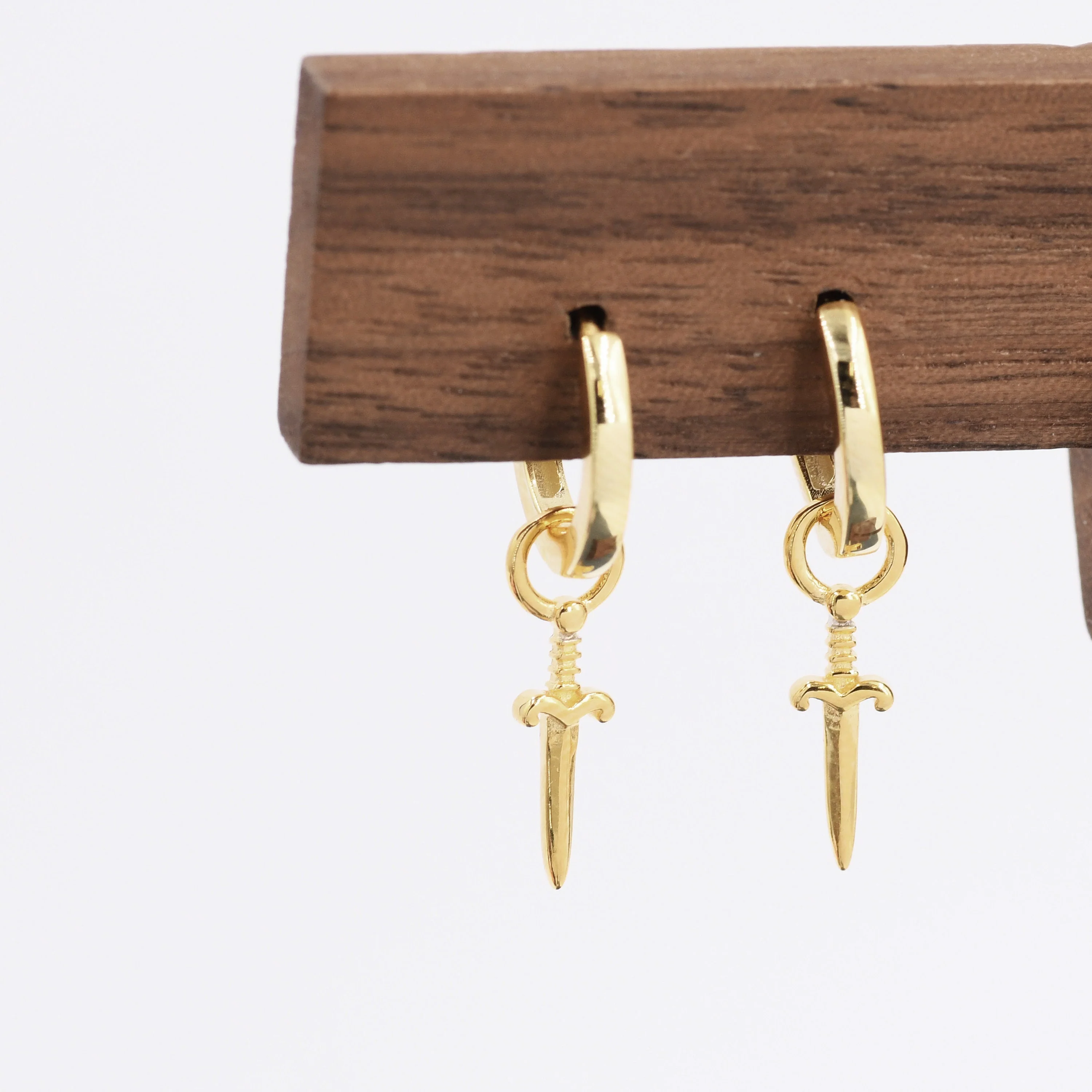 Sterling Silver Sword Hoop Earrings, Detachable Charm Hoop Earrings, Dagger Earrings, Silver or Gold,  Interchangeable and detachable - Image 6