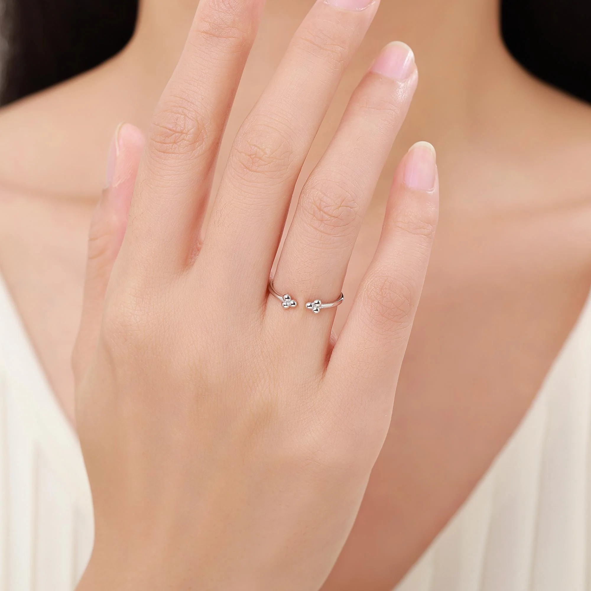 Sterling Silver Three Dot Ring, Adjustable Sized Ring, Three Ball Ring, Trinity Ring, Open Ring, Stacking Rings - Image 2