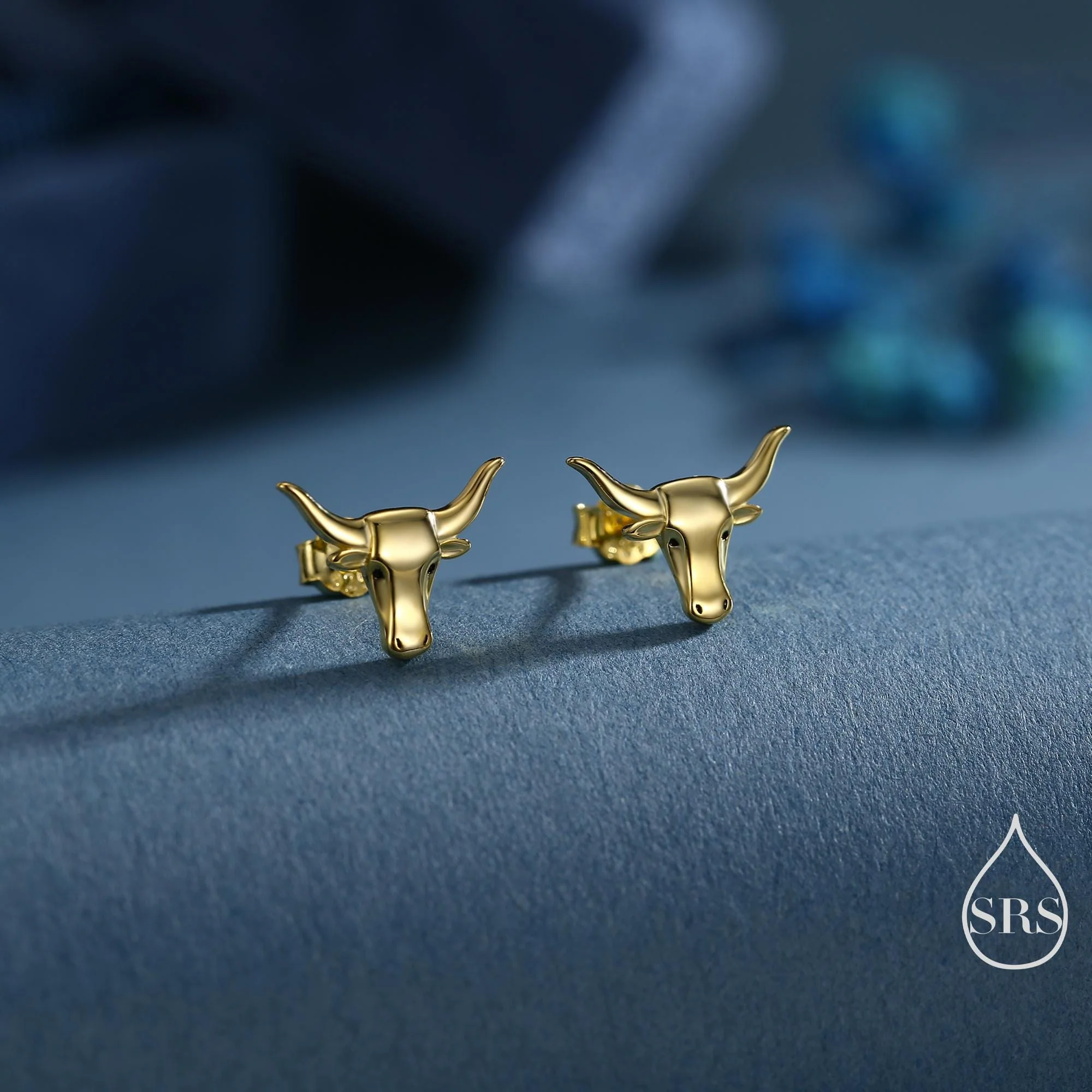 Sterling Silver Tiny Bull Head Stud Earrings, Silver or Gold or Rose Gold, Bull Earrings in Sterling Silver - Image 4