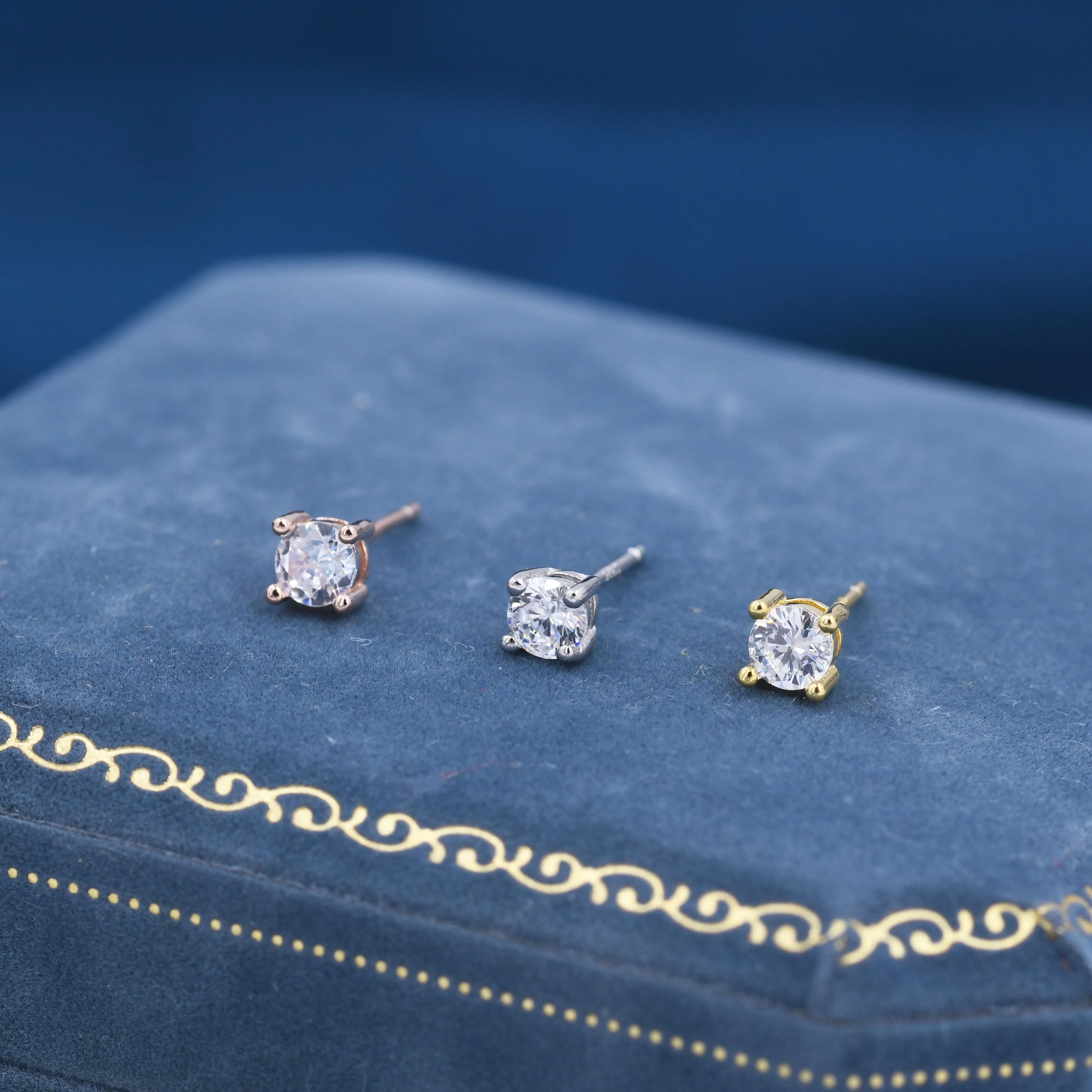 Sterling Silver Tiny CZ Stud Earrings, Barely Visible, 3mm or 4mm, Extra Small CZ Stud, Silver, Gold and Rose Gold, Cubic Zirconia Crystal - Image 2