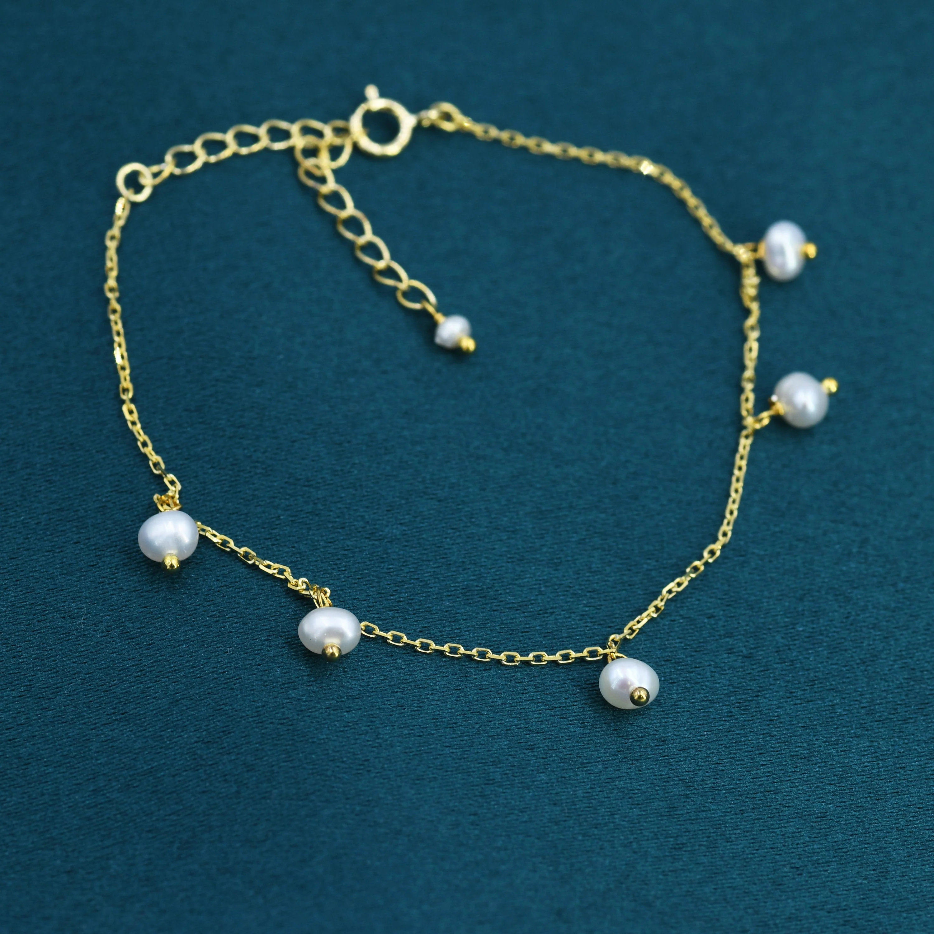 Sterling Silver Tiny Dangle Pearl Beaded Bracelet, Silver or Gold, Genuine Freshwater Pearls, Natural Pearl Bracelet, Ivory Pearls - Image 6
