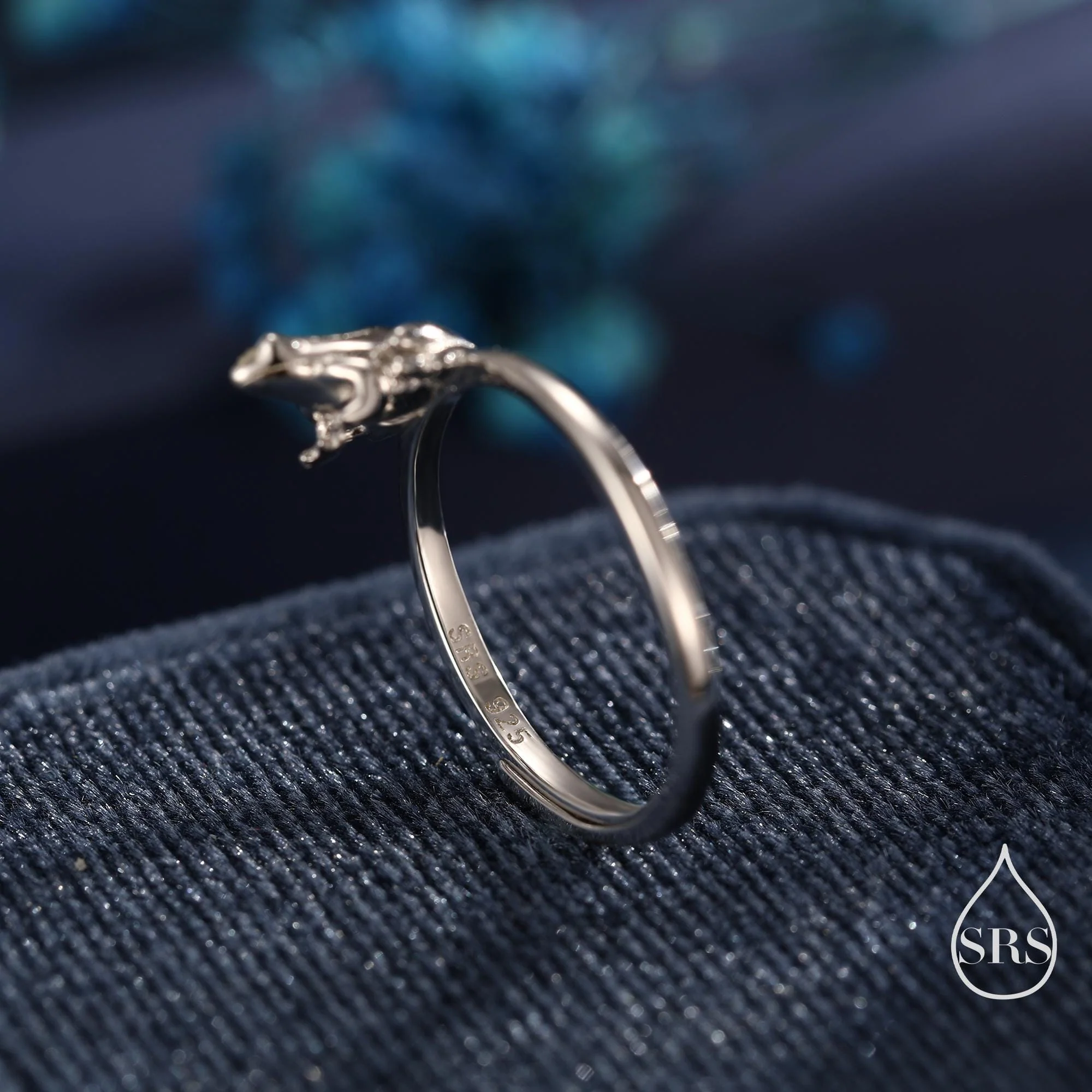 Sterling Silver Tiny Frog Ring, Silver or Gold Finish, Adjustable Size, Miniature Frog Jewellery, Frog Ring - Image 5