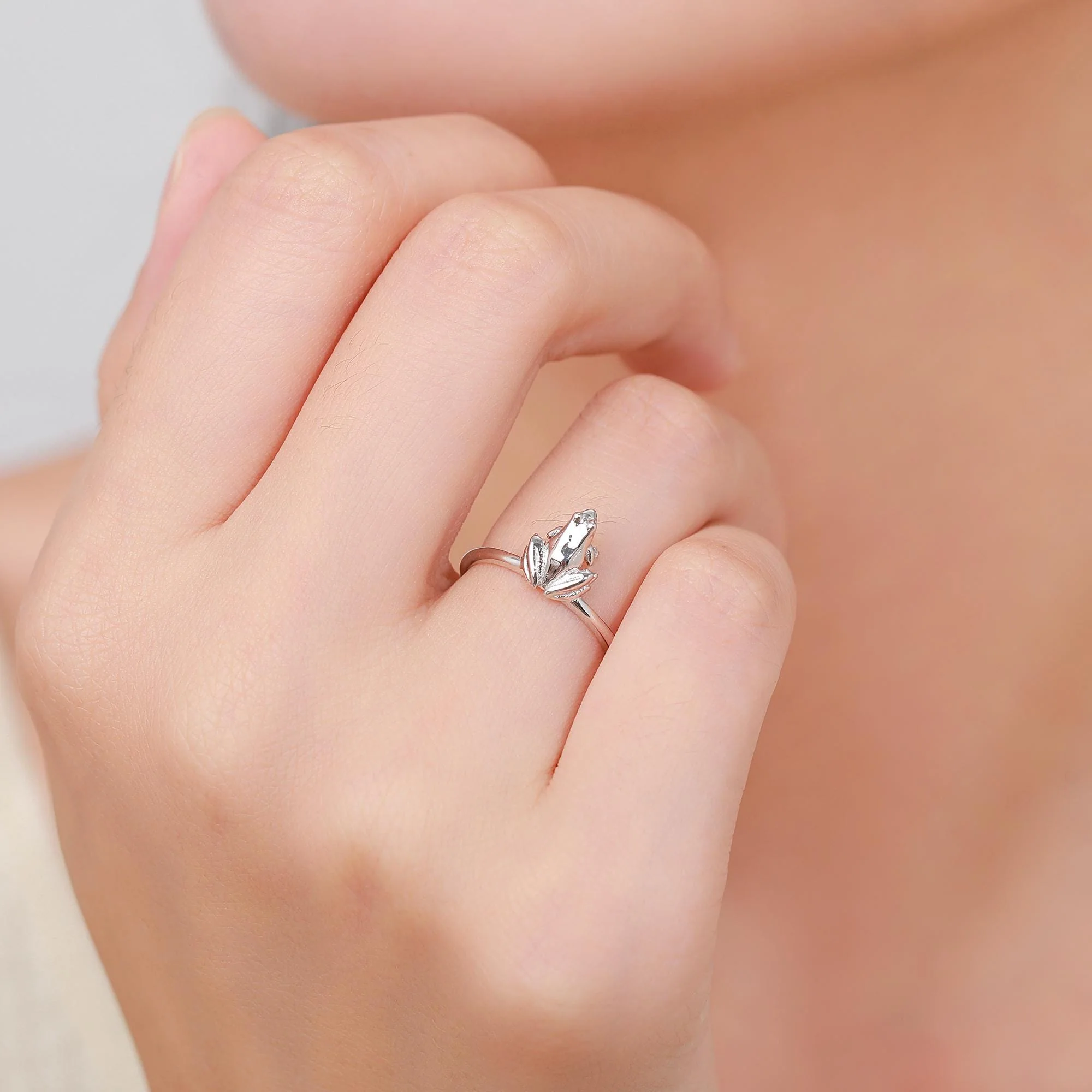 Sterling Silver Tiny Frog Ring, Silver or Gold Finish, Adjustable Size, Miniature Frog Jewellery, Frog Ring - Image 8