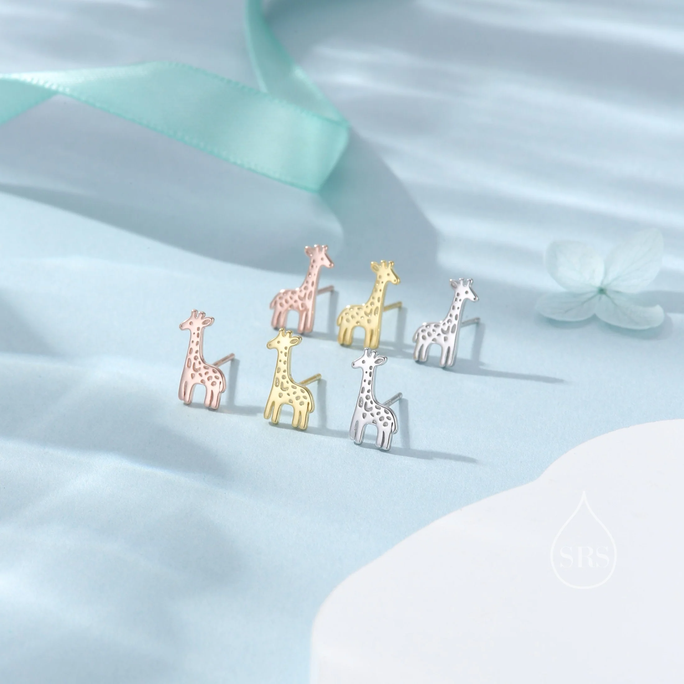 Sterling Silver Tiny Giraffe Stud Earrings - Silver, Gold or Rose Gold - Cute, Fun, Whimsical and Pretty Jewellery - Image 4