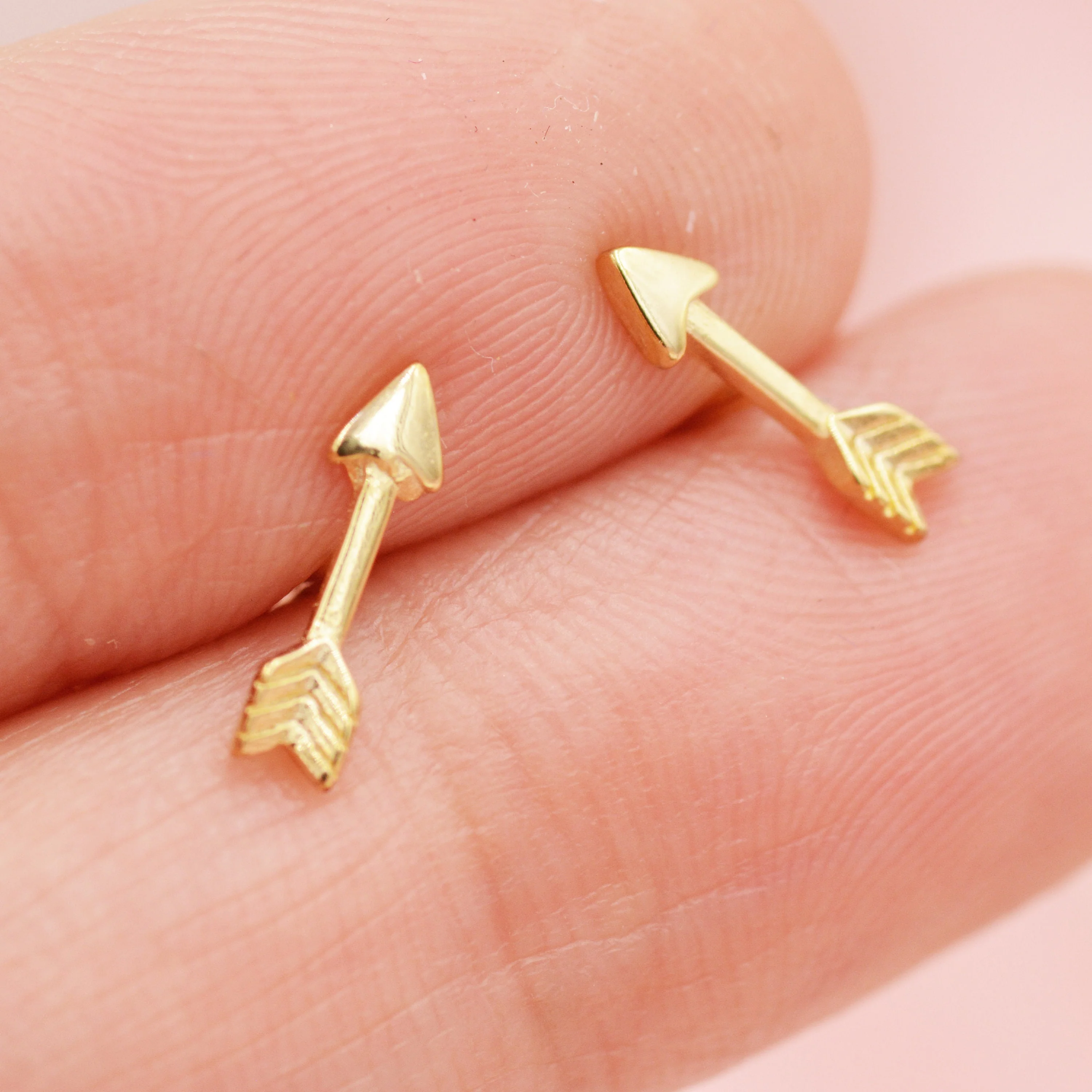 Sterling Silver Tiny Little Arrow Stud Earrings, Silver or Gold, Dainty, Cute, Quirky and Fun Jewellery - Image 6