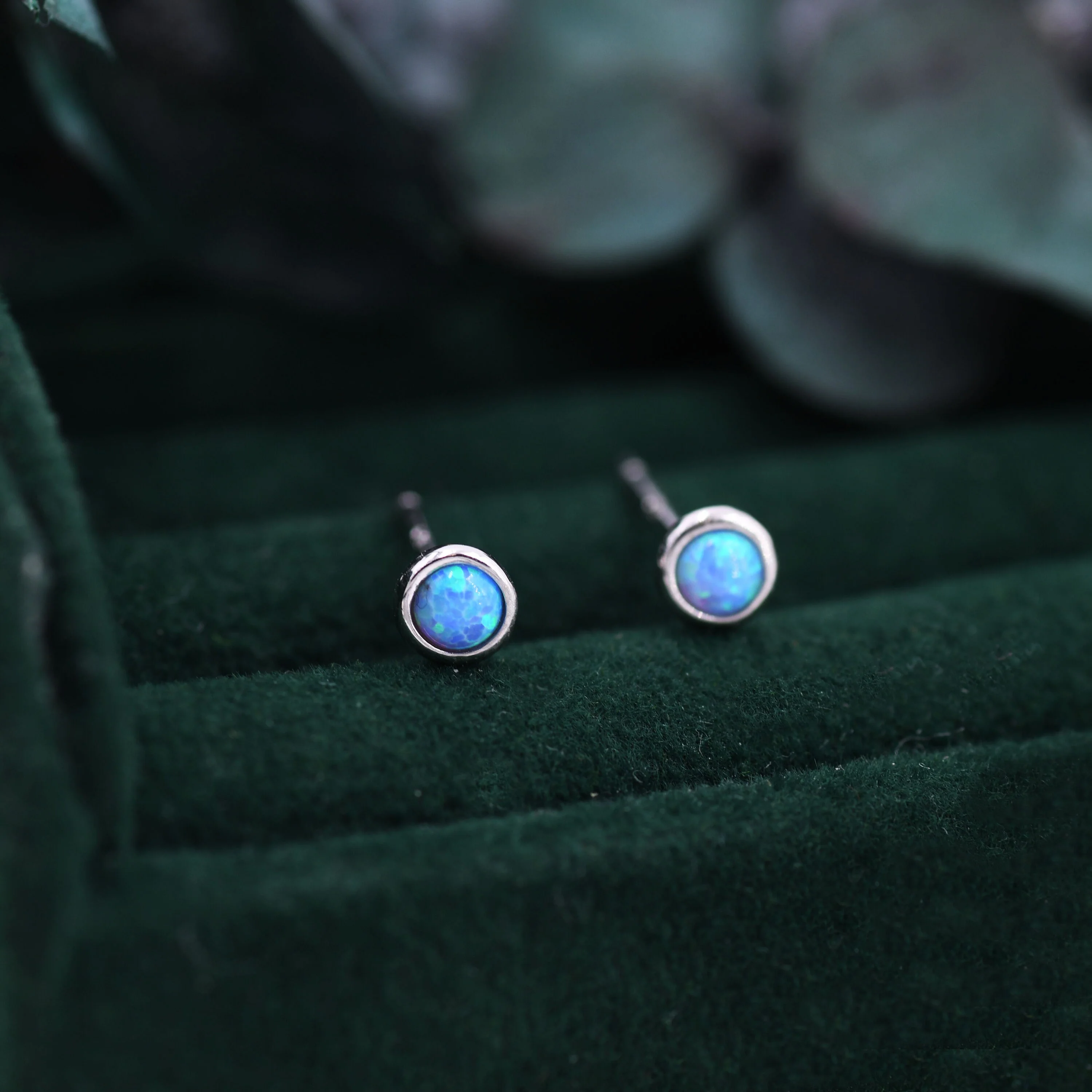 Sterling Silver Tiny Little Opal Stud Earrings, 3mm Blue or White Opal, Gold or Silver, Semi-precious Jewellery - Image 4