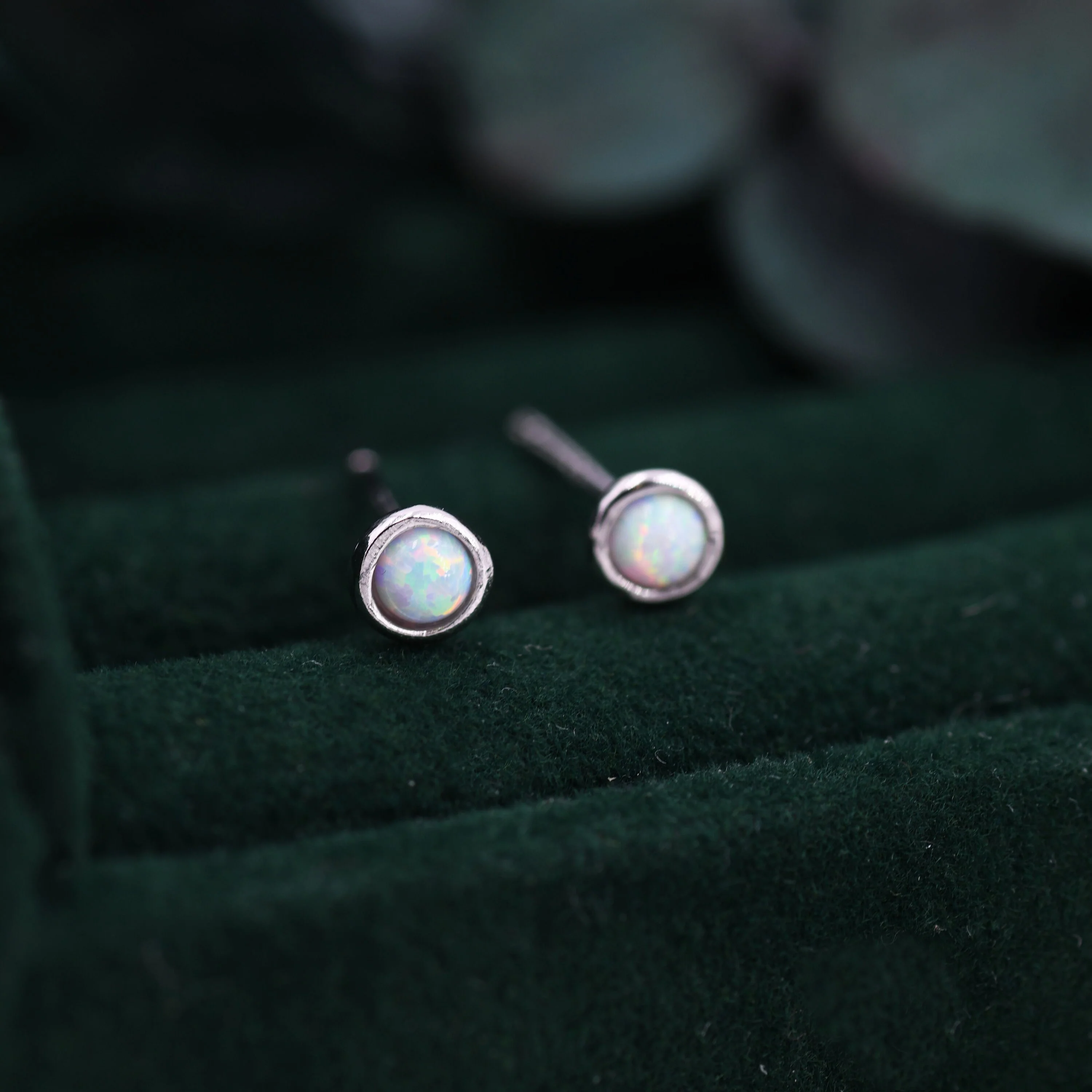 Sterling Silver Tiny Little Opal Stud Earrings, 3mm Blue or White Opal, Gold or Silver, Semi-precious Jewellery - Image 5