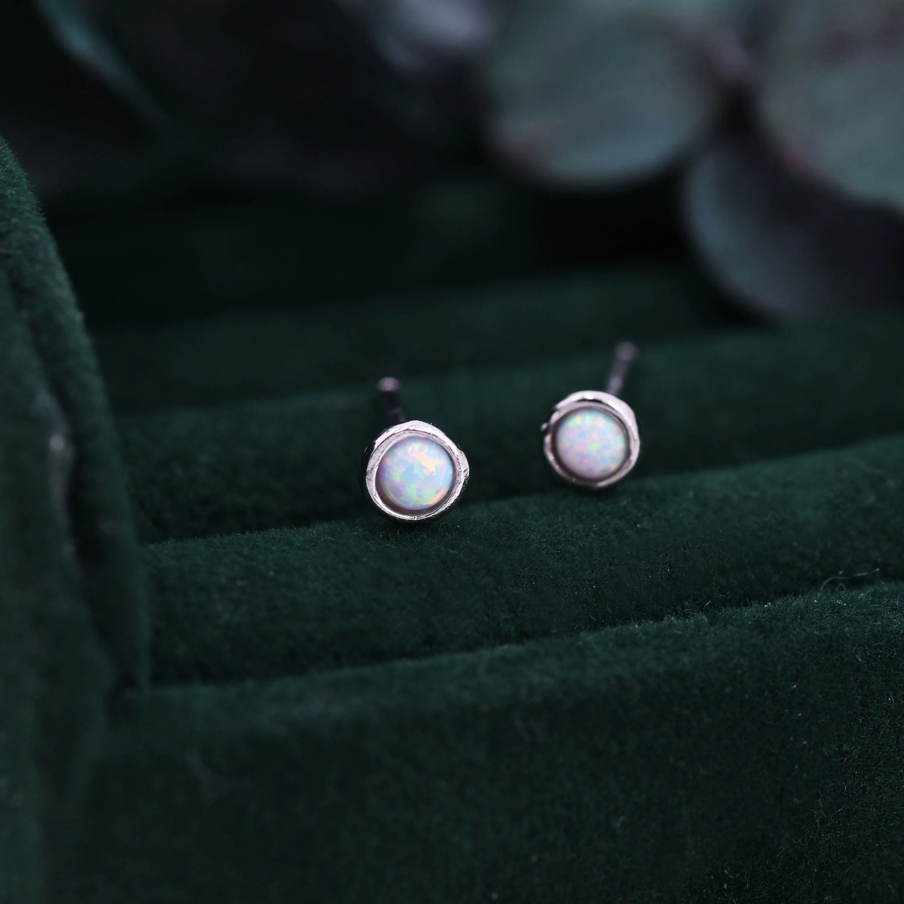 Sterling Silver Tiny Little Opal Stud Earrings, 3mm Opal Stud, Blue or White Opal, Gold or Silver, Semi-precious Jewellery - Image 6
