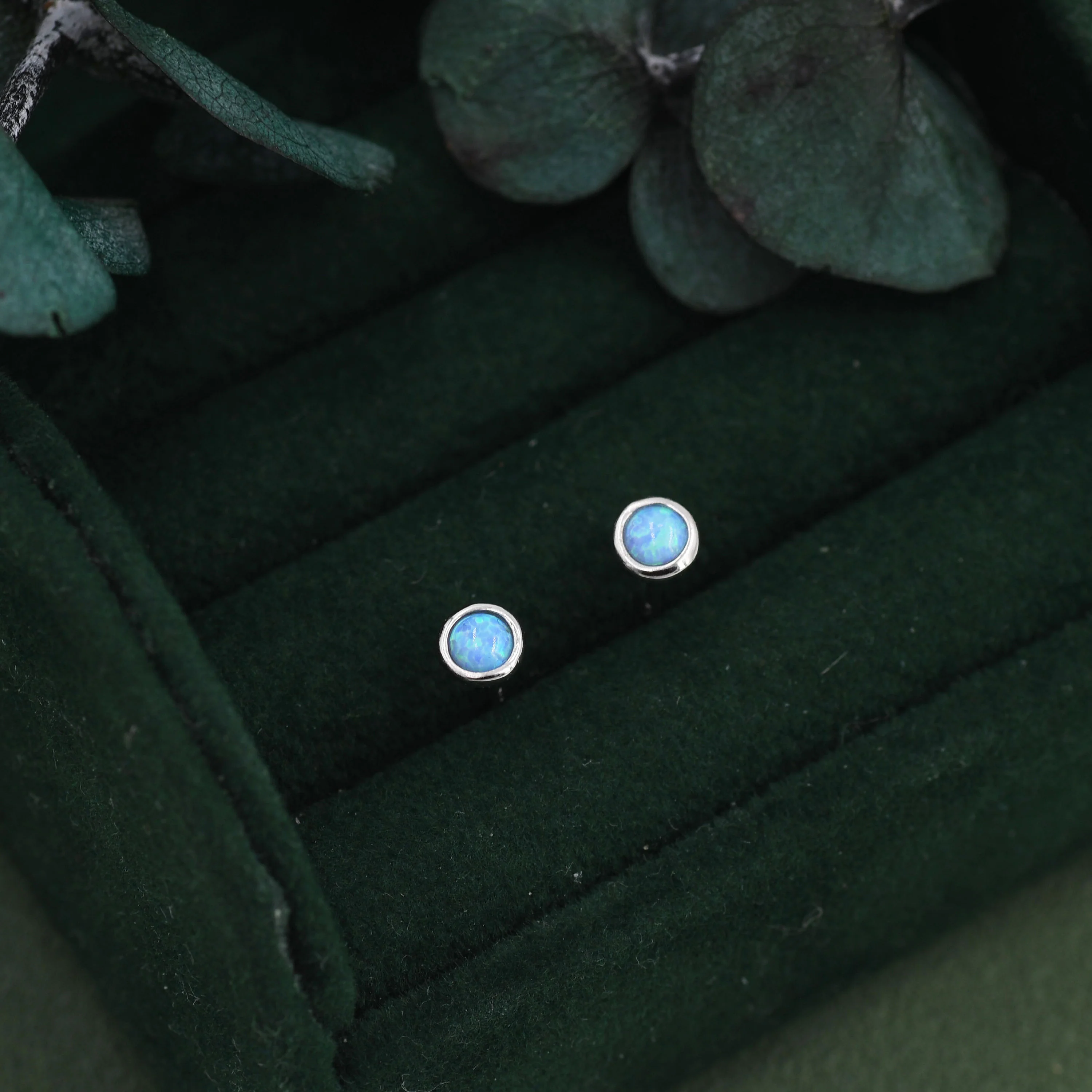 Sterling Silver Tiny Little Opal Stud Earrings, Blue or White, Gold or Silver, Semi-precious Jewellery - Image 3