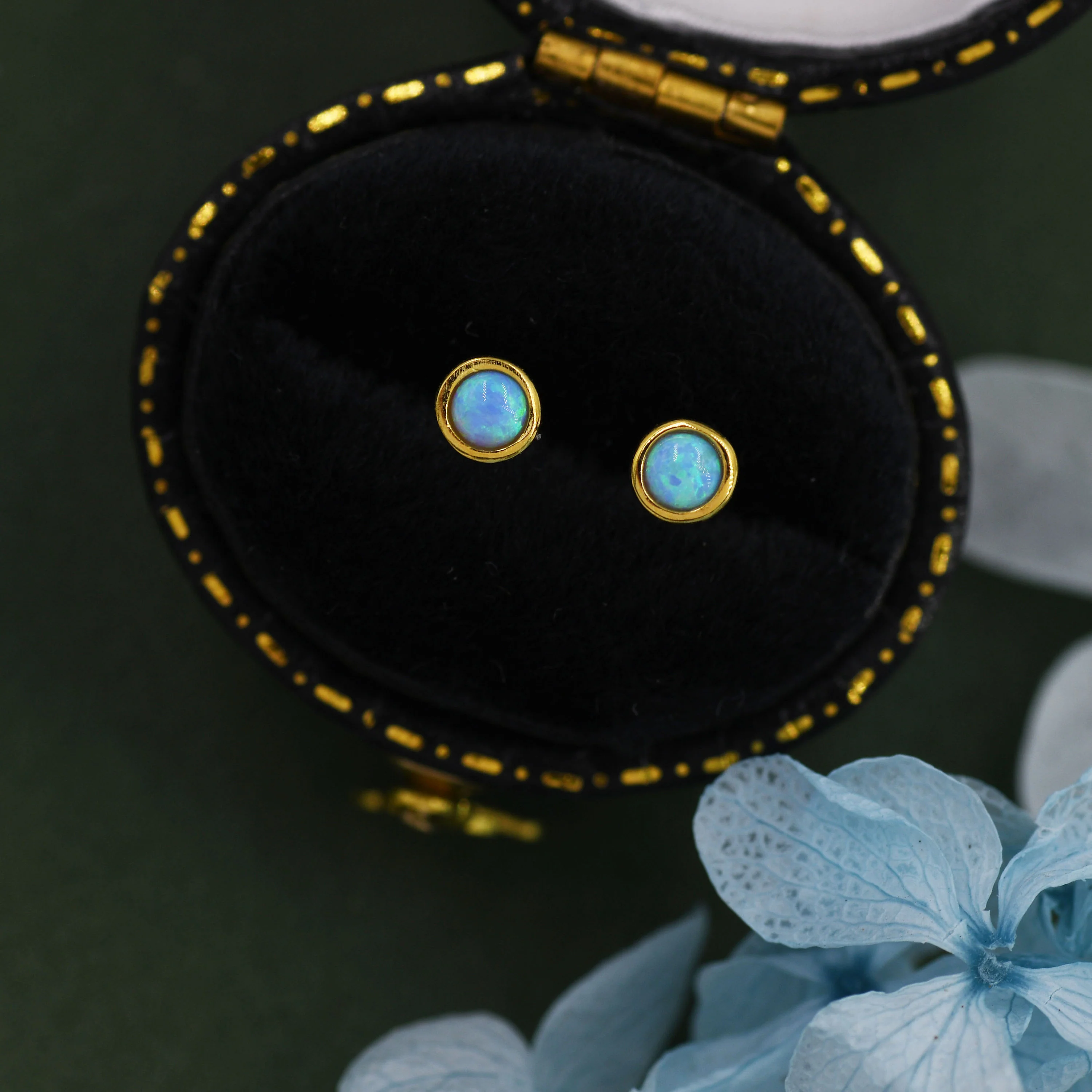 Sterling Silver Tiny Little Opal Stud Earrings, Blue or White, Gold or Silver, Semi-precious Jewellery - Image 5