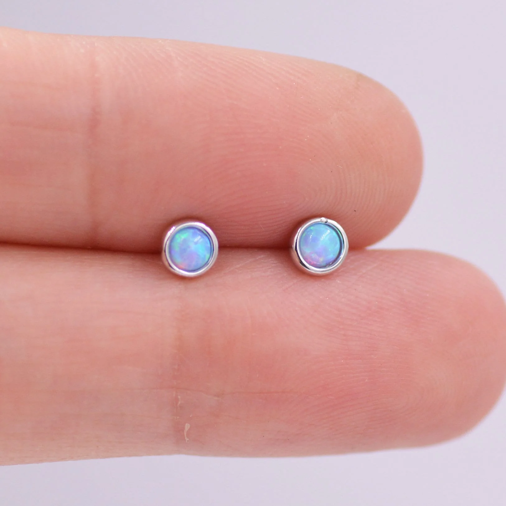 Sterling Silver Tiny Little Opal Stud Earrings, Blue or White, Gold or Silver, Semi-precious Jewellery - Image 9