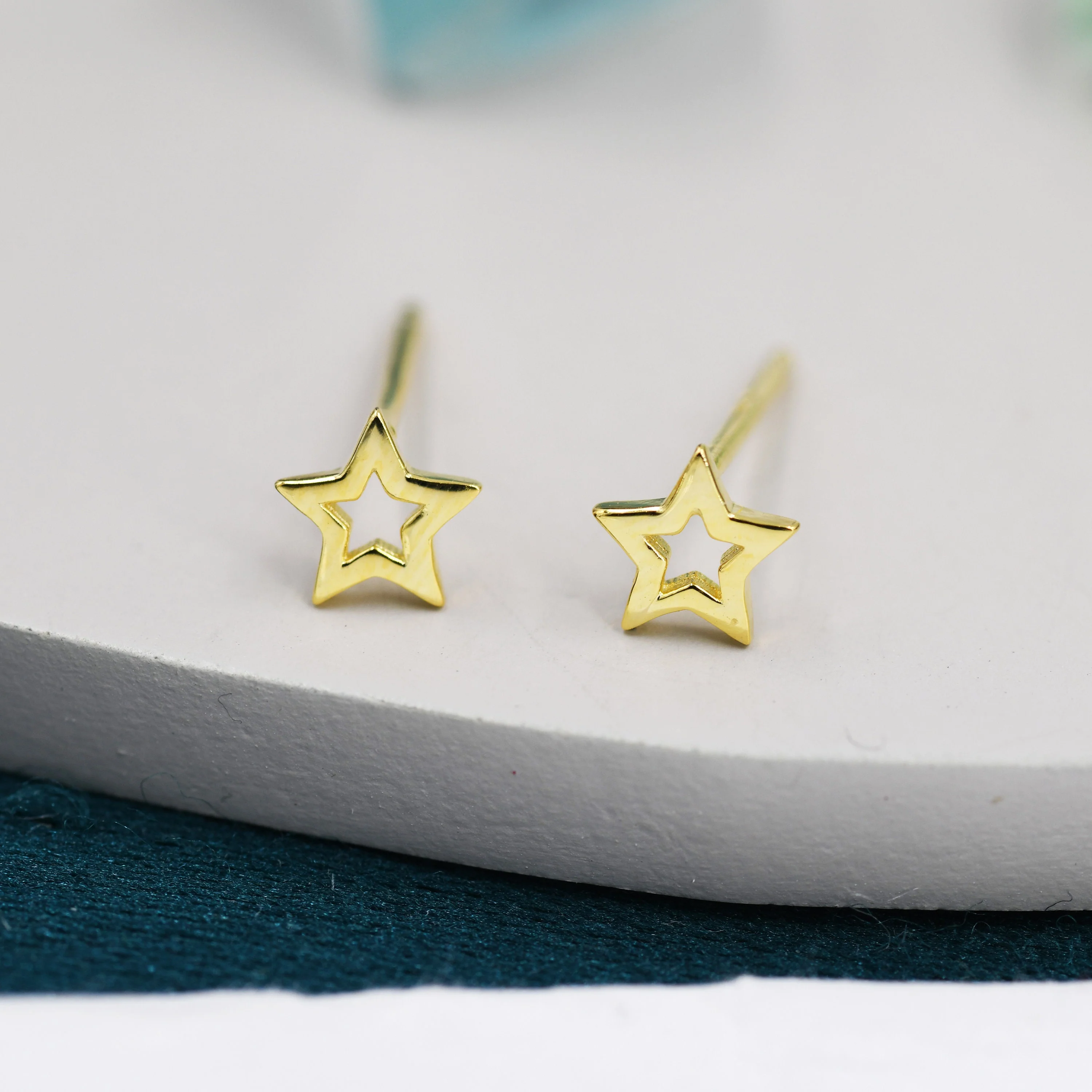 Very Tiny Sterling Silver Tiny Little Open Star Cutout Stud Earrings, Silver, Gold or Rose Gold, Cute and Fun Jewellery - Image 5