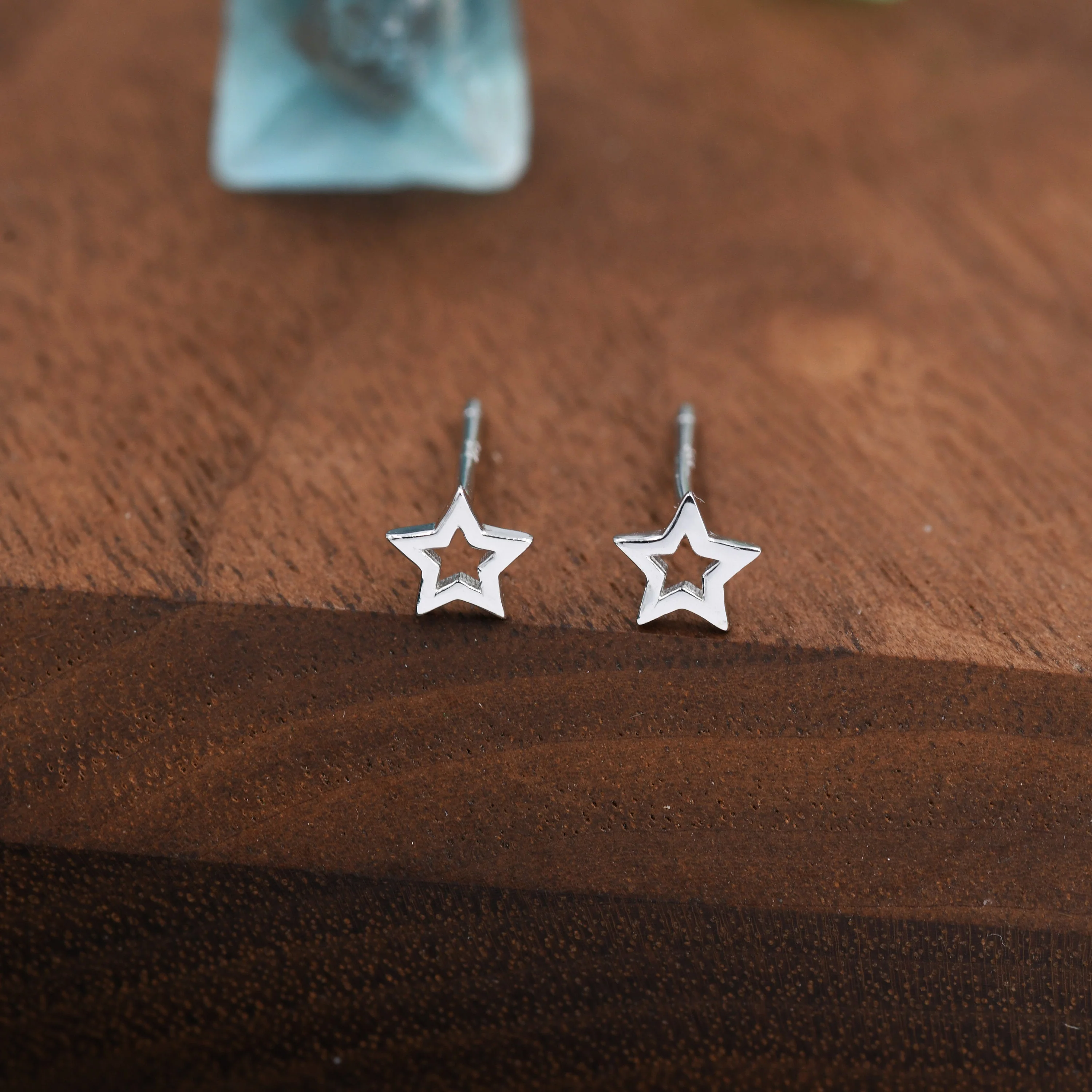 Very Tiny Sterling Silver Tiny Little Open Star Cutout Stud Earrings, Silver, Gold or Rose Gold, Cute and Fun Jewellery - Image 6