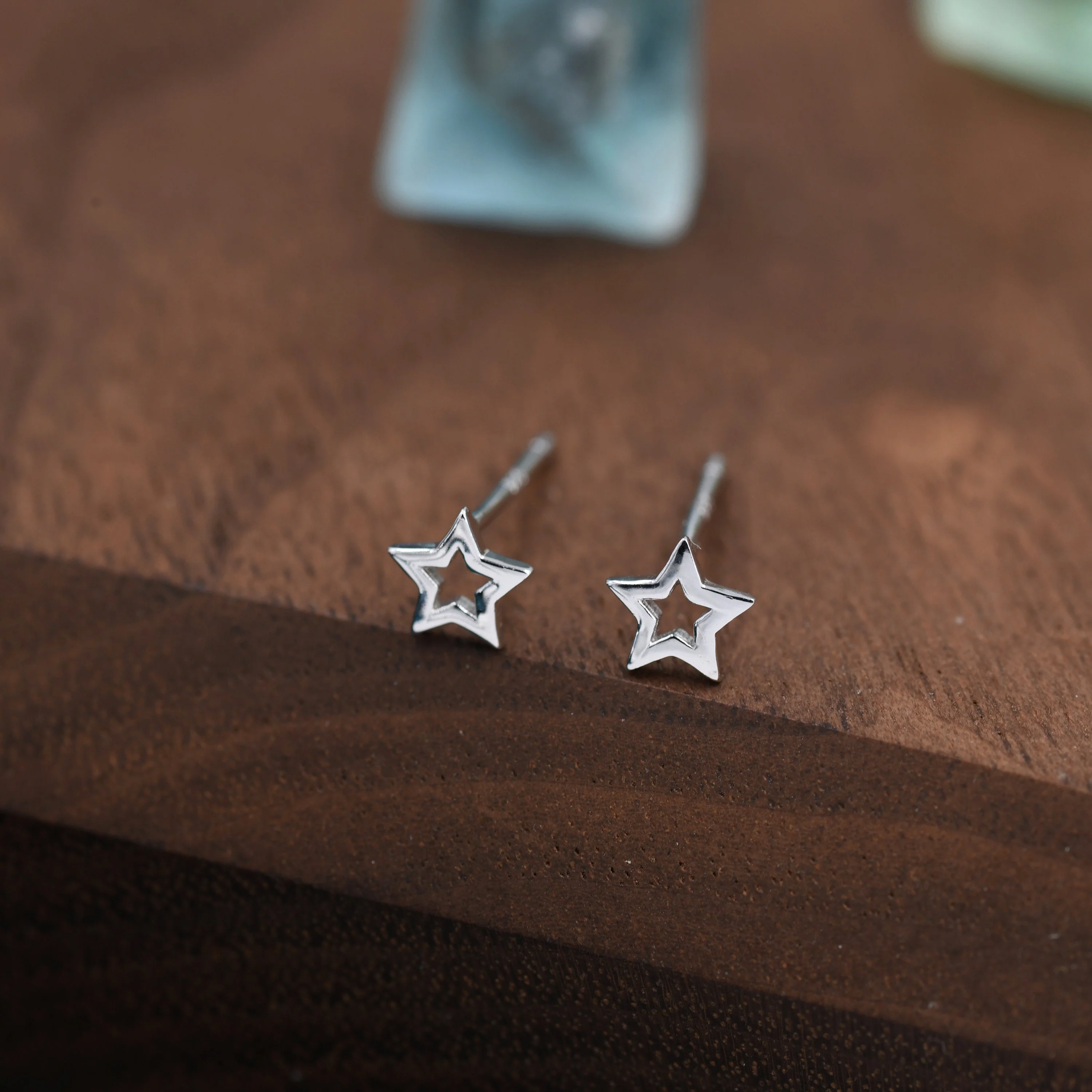 Very Tiny Sterling Silver Tiny Little Open Star Cutout Stud Earrings, Silver, Gold or Rose Gold, Cute and Fun Jewellery - Image 8