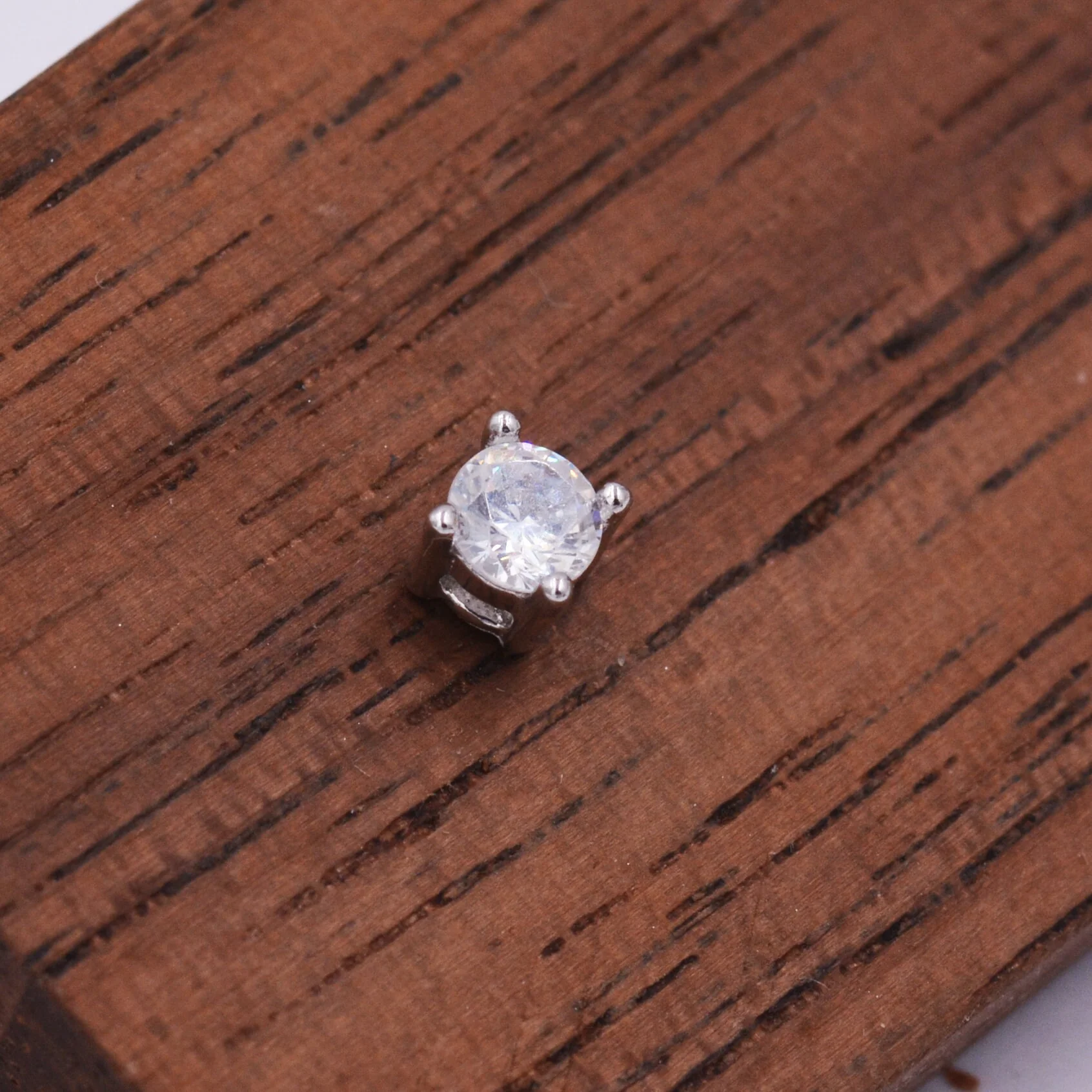 Sterling Silver Tiny Little Stud Earrings, Barely Visible, Extra Small CZ Stud, Stacking Earrings, Cubic Zirconia Crystal - Image 4