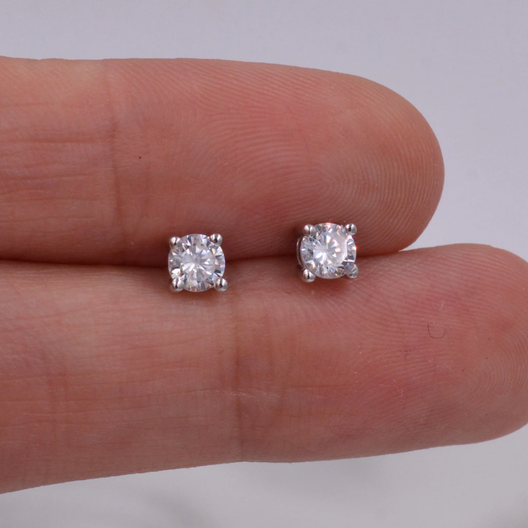 Sterling Silver Tiny Little Stud Earrings, Barely Visible, Extra Small CZ Stud, Stacking Earrings, Cubic Zirconia Crystal - Image 6