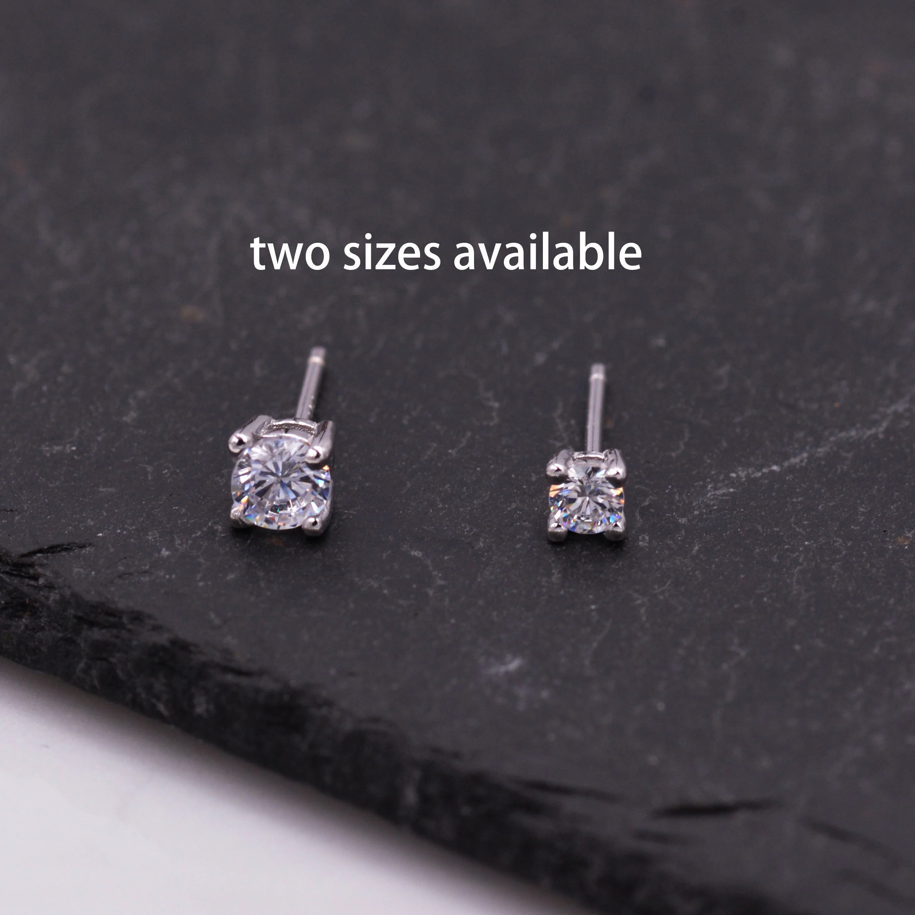 Sterling Silver Tiny Little Stud Earrings, Barely Visible, Extra Small CZ Stud, Stacking Earrings, Cubic Zirconia Crystal - Image 7