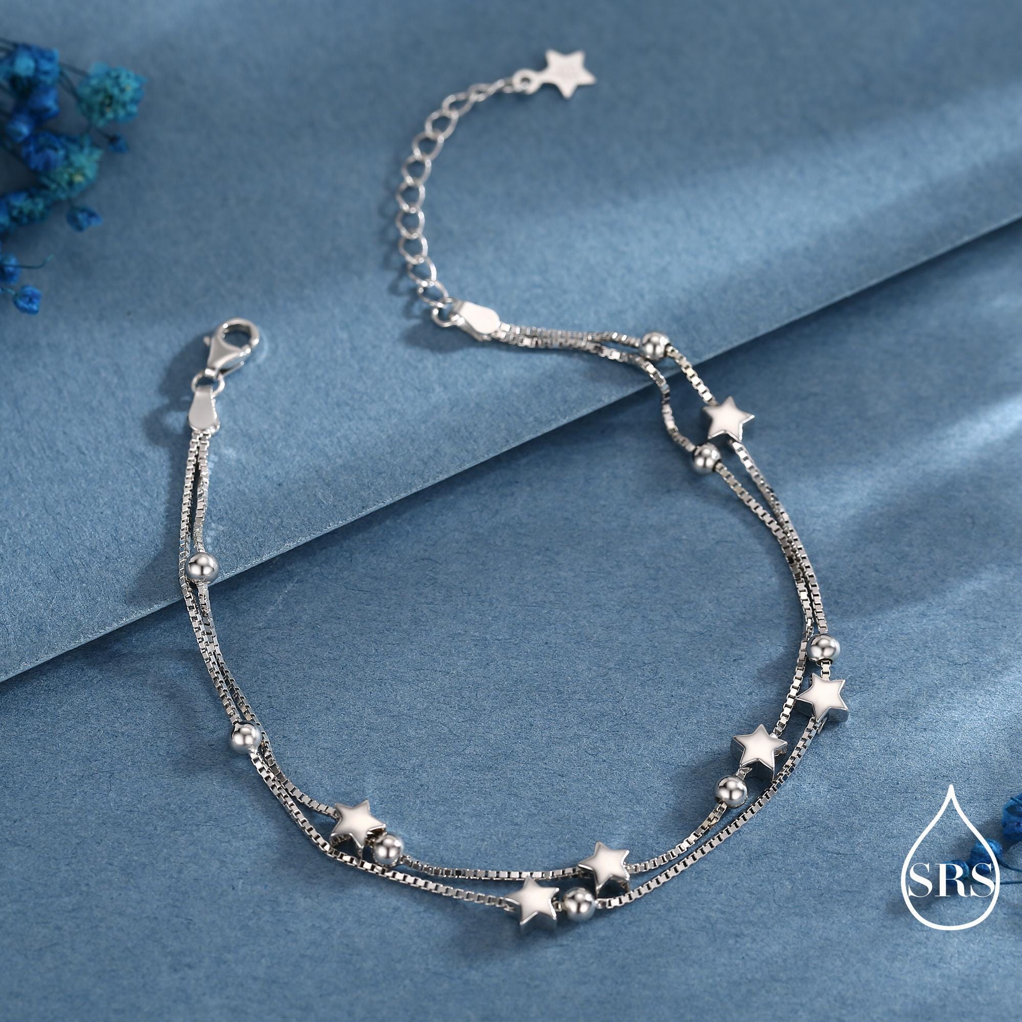 Sterling Silver Tiny Little Twinkle Stars Charm Bracelet, Anklet or Necklace - Adjustable - Sweet, Cute and Whimsical jewellery - Image 10