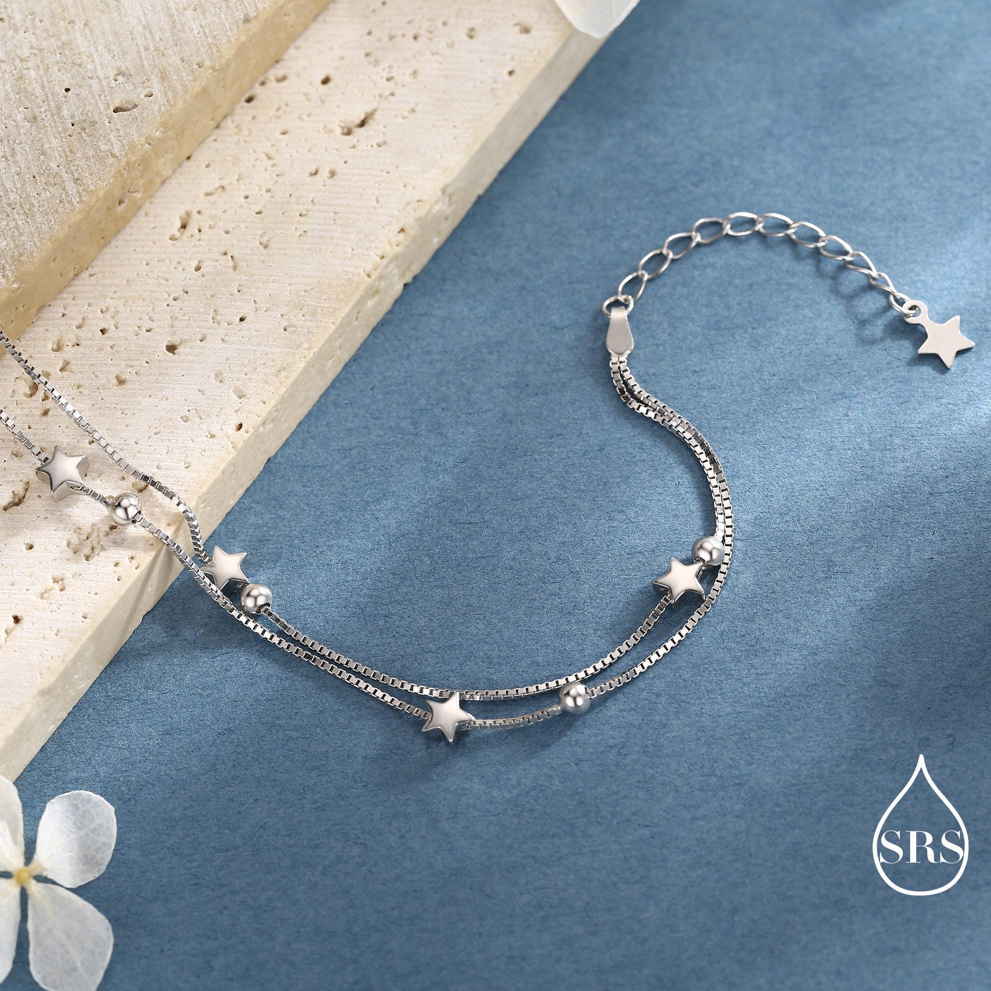 Sterling Silver Tiny Little Twinkle Stars Charm Bracelet, Anklet or Necklace - Adjustable - Sweet, Cute and Whimsical jewellery - Image 13
