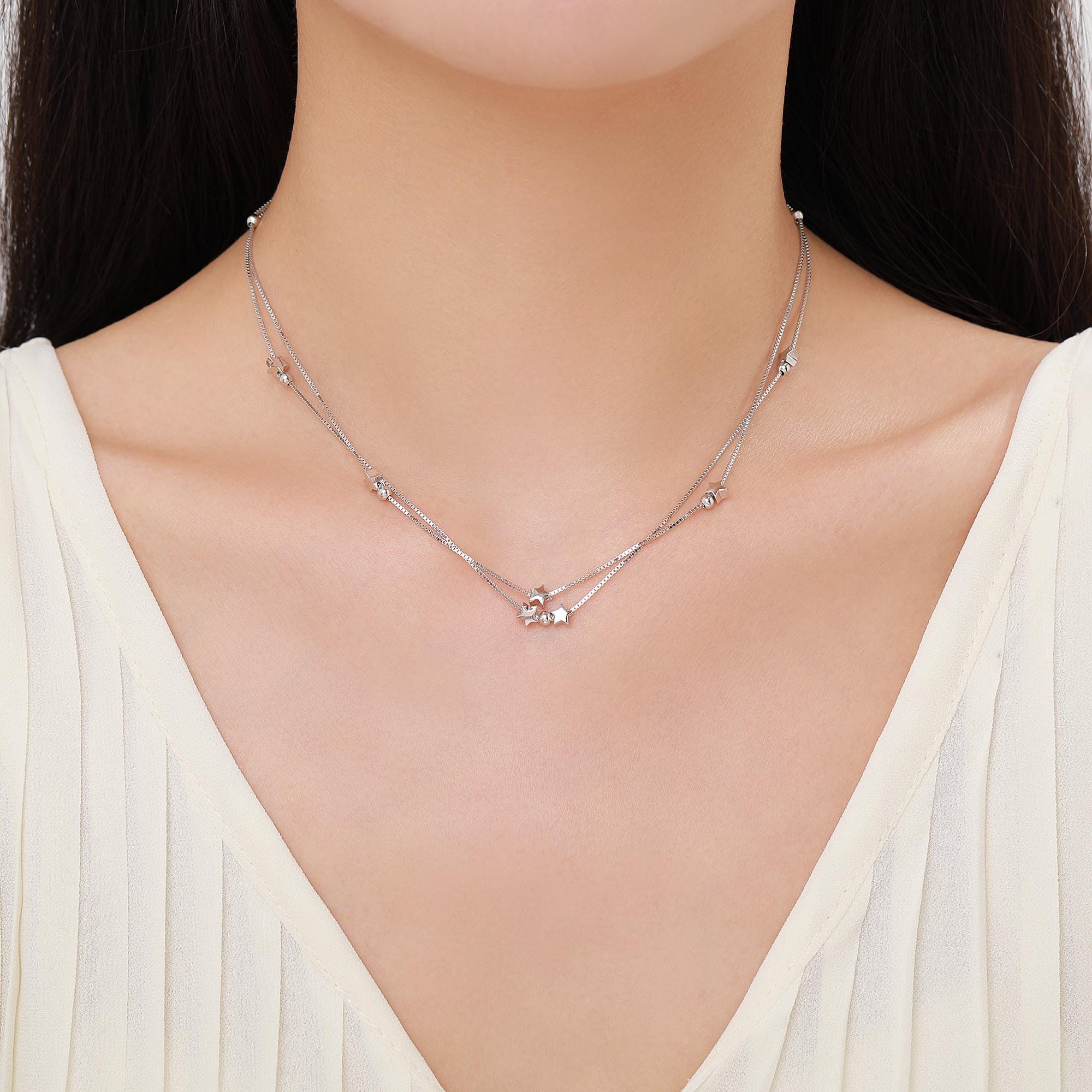 Sterling Silver Tiny Little Twinkle Stars Charm Bracelet, Anklet or Necklace - Adjustable - Sweet, Cute and Whimsical jewellery - Image 4
