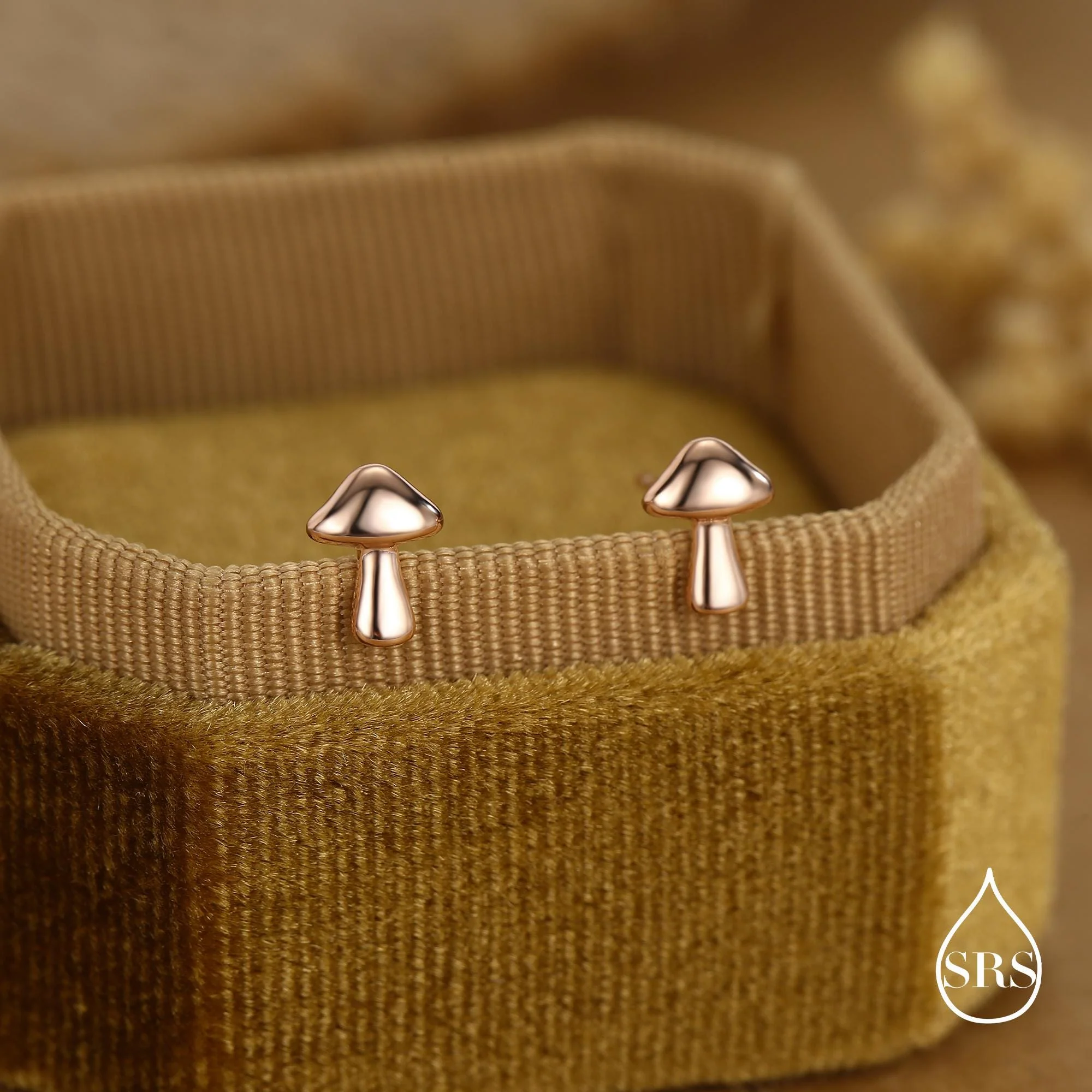 Sterling Silver Tiny Mushroom Stud Earrings - Image 5