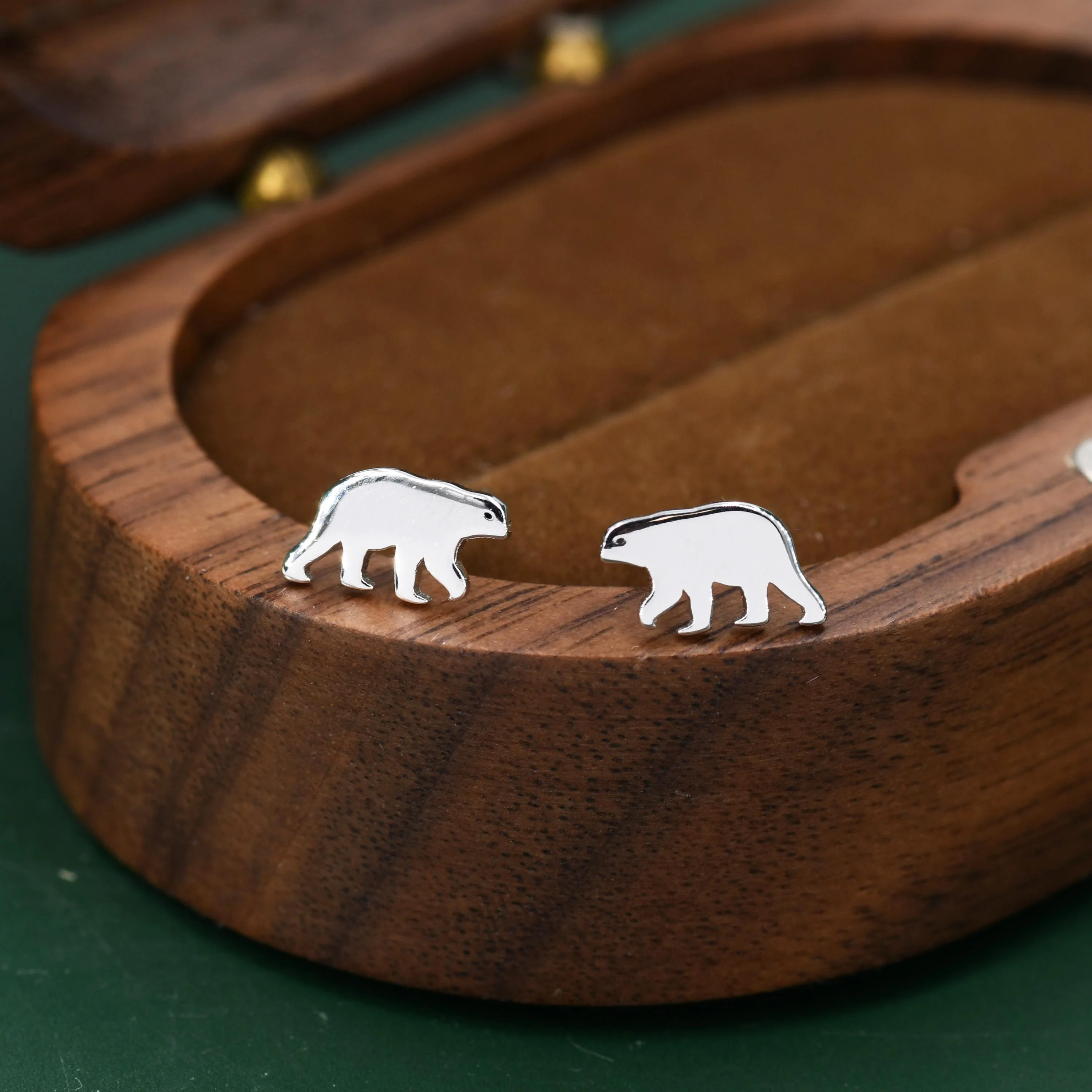 Sterling Silver Tiny Polar Bear Stud Earrings, Animal Earrings, Cute and Quirky - Image 5