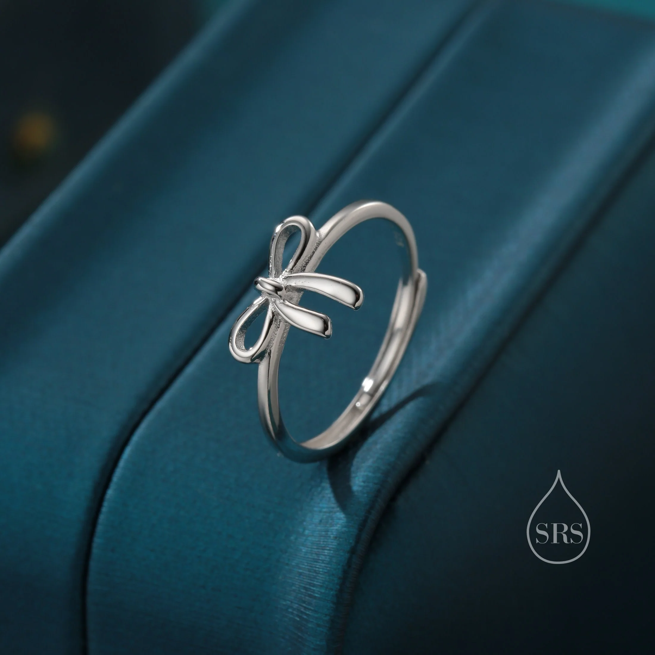 Sterling Silver Tiny Ribbon Bow Ring, Adjustable Size, Small Ribbon Bow Ring, Tiny Bow Ring, Cute and Dainty - Image 3