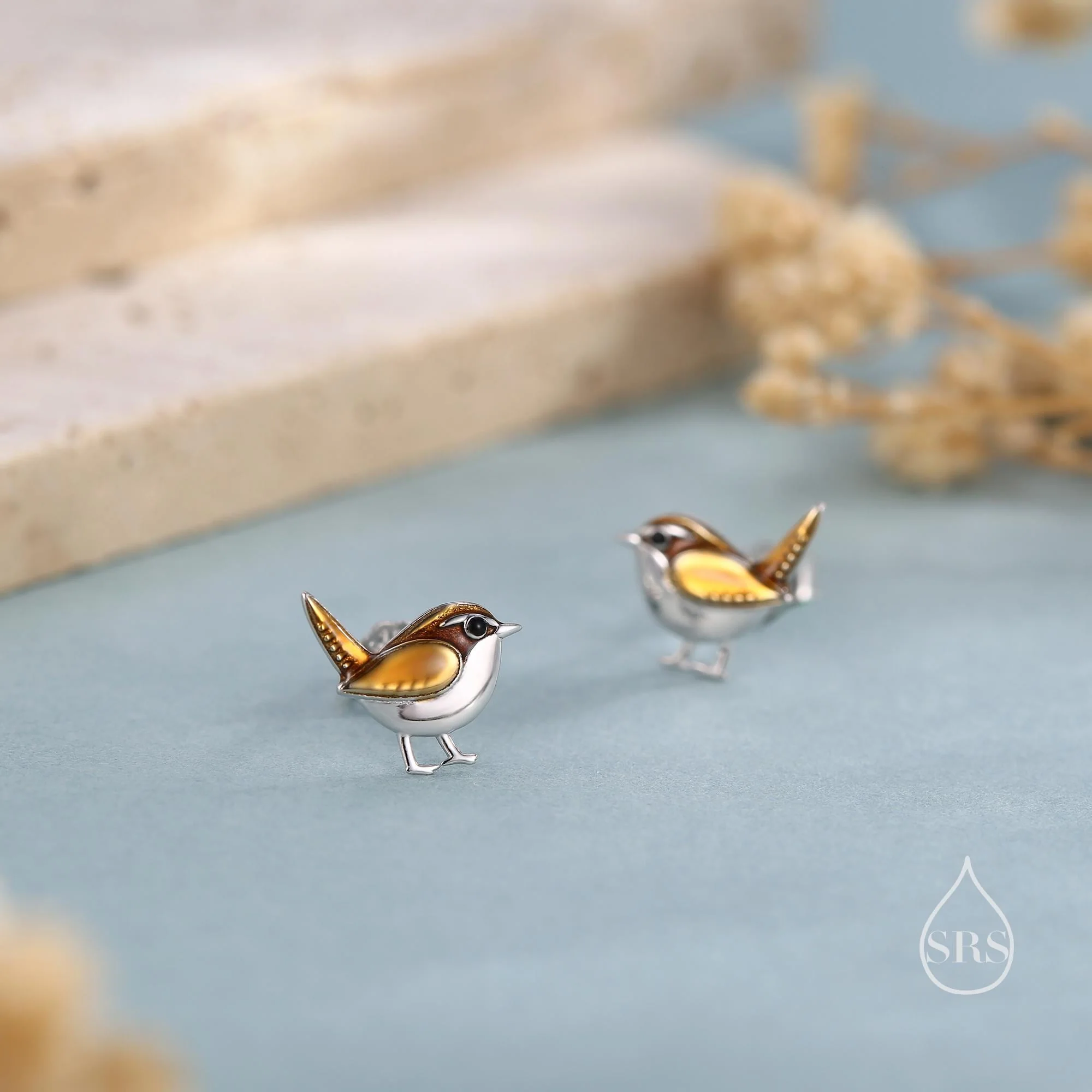 Sterling Silver Tiny Wren Bird Stud Earrings Earrings, Silver Wren Earrings, Cute Sparrow Earrings - Image 2