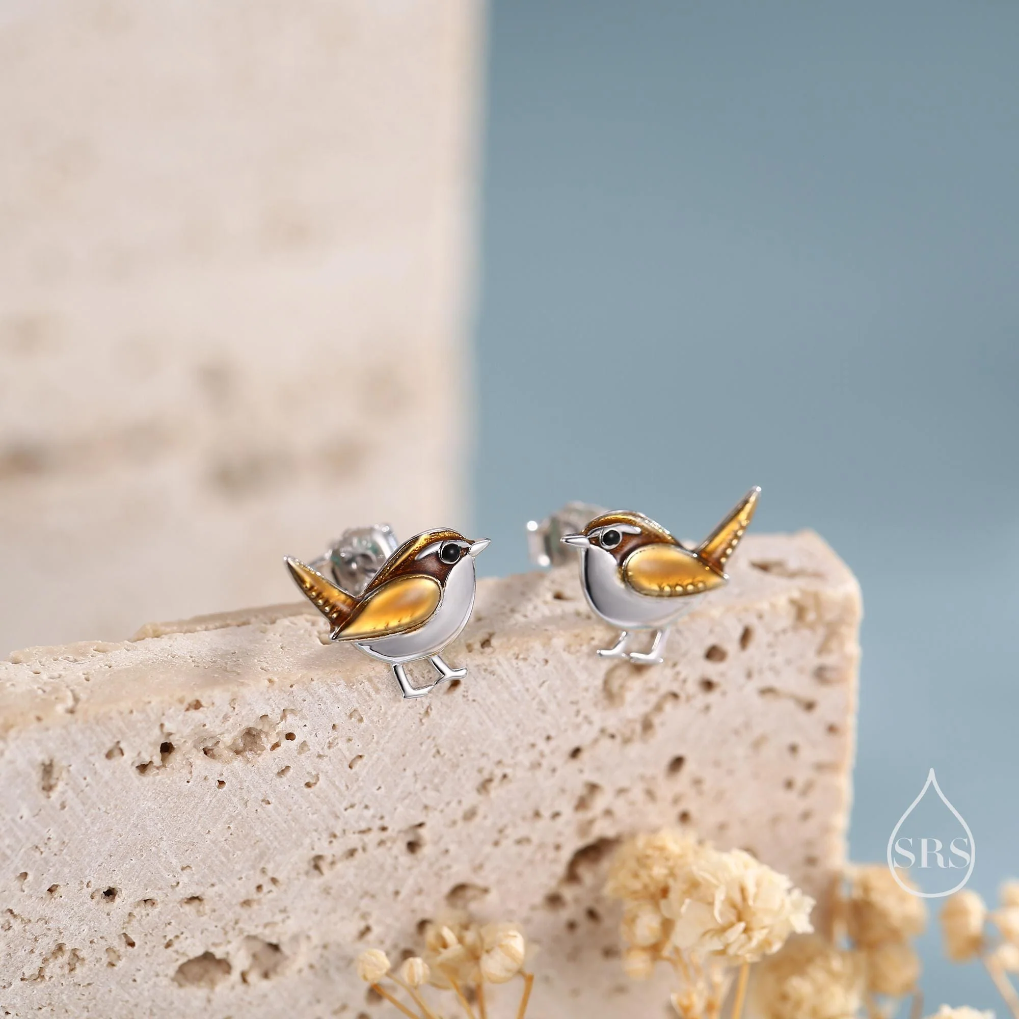 Sterling Silver Tiny Wren Bird Stud Earrings Earrings, Silver Wren Earrings, Cute Sparrow Earrings - Image 3