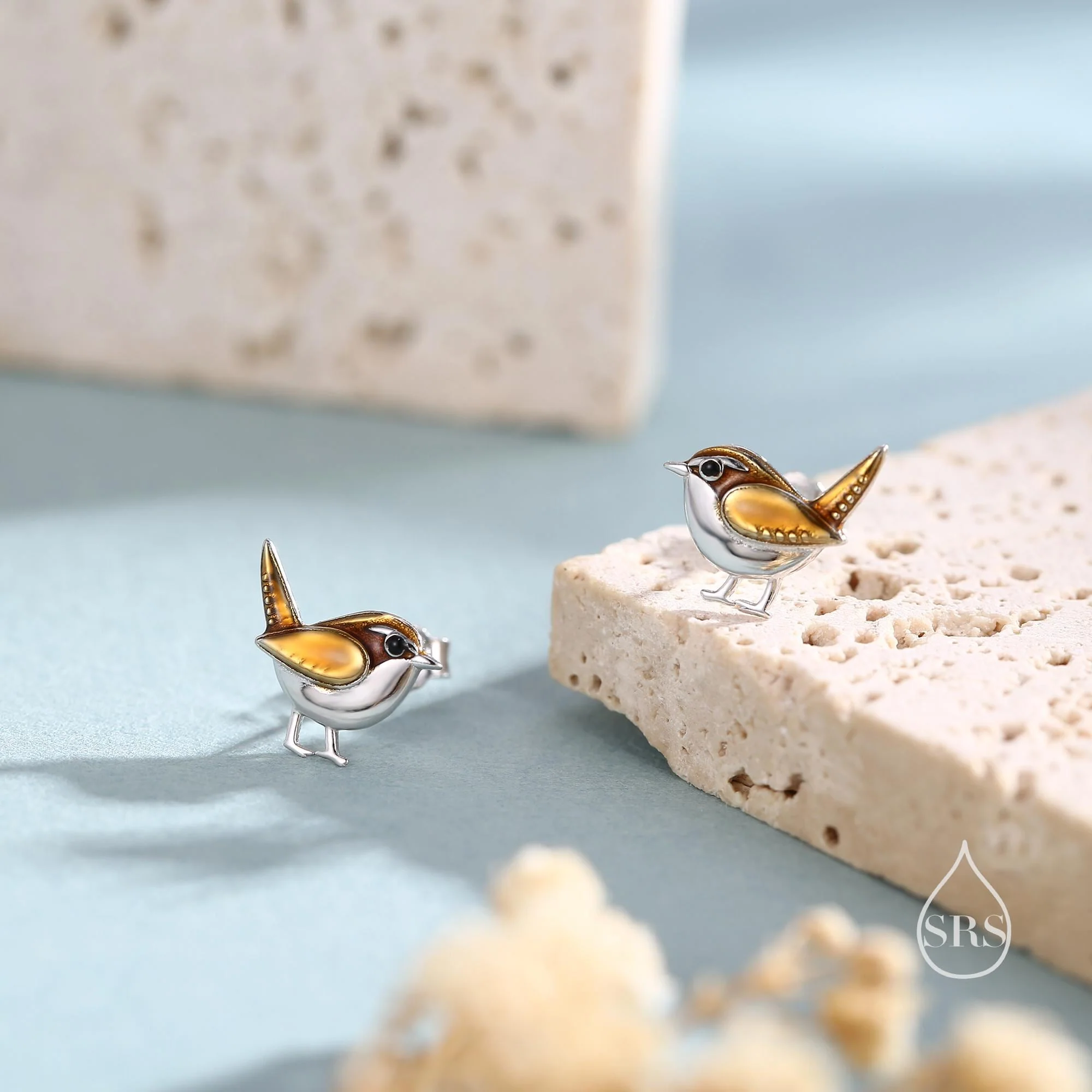 Sterling Silver Tiny Wren Bird Stud Earrings Earrings, Silver Wren Earrings, Cute Sparrow Earrings - Image 4