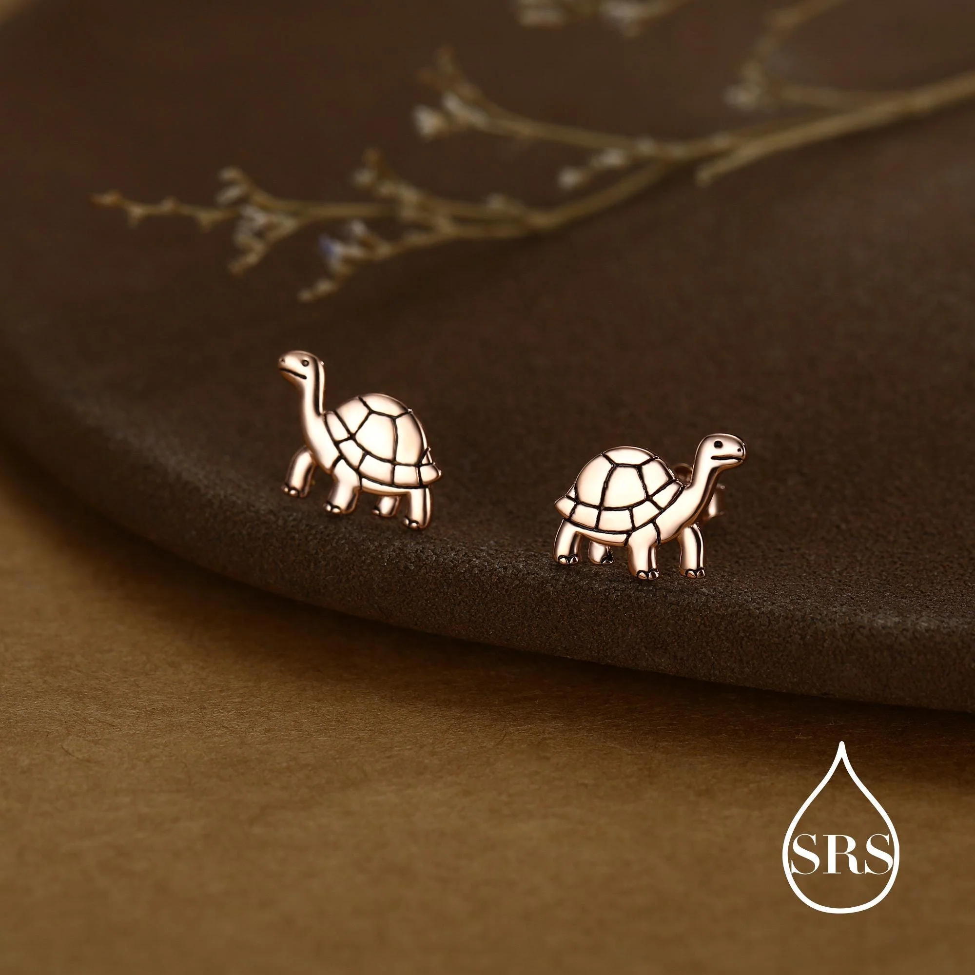 Sterling Silver Tortoise Stud Earrings, Also in Gold and Rose Gold Finish, Turtle Earrings, Quirky, and Full of Character - Image 6