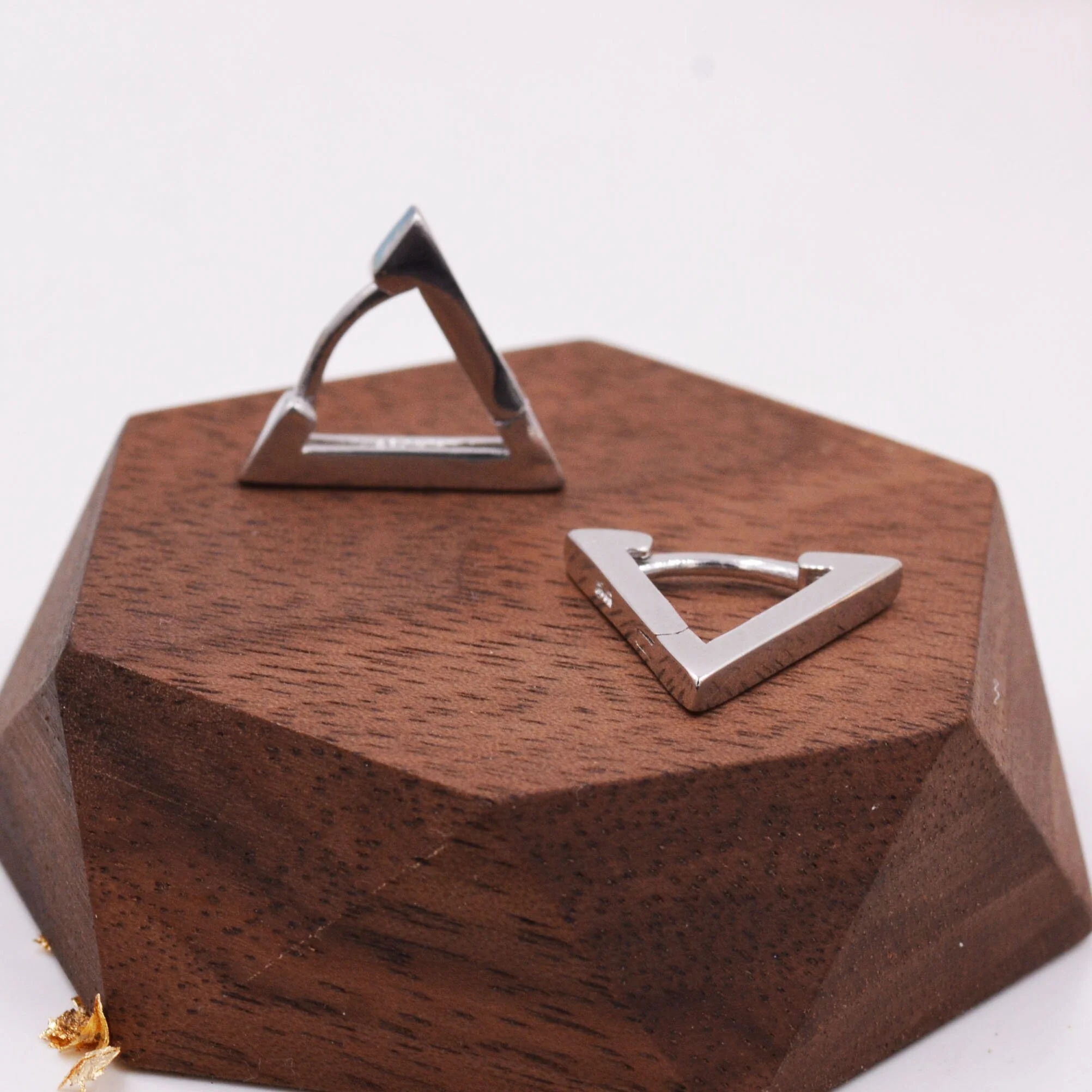 Sterling Silver Triangle Huggie Hoop Earrings, Geometric Design, Classic and Elegant Jewellery - Image 4