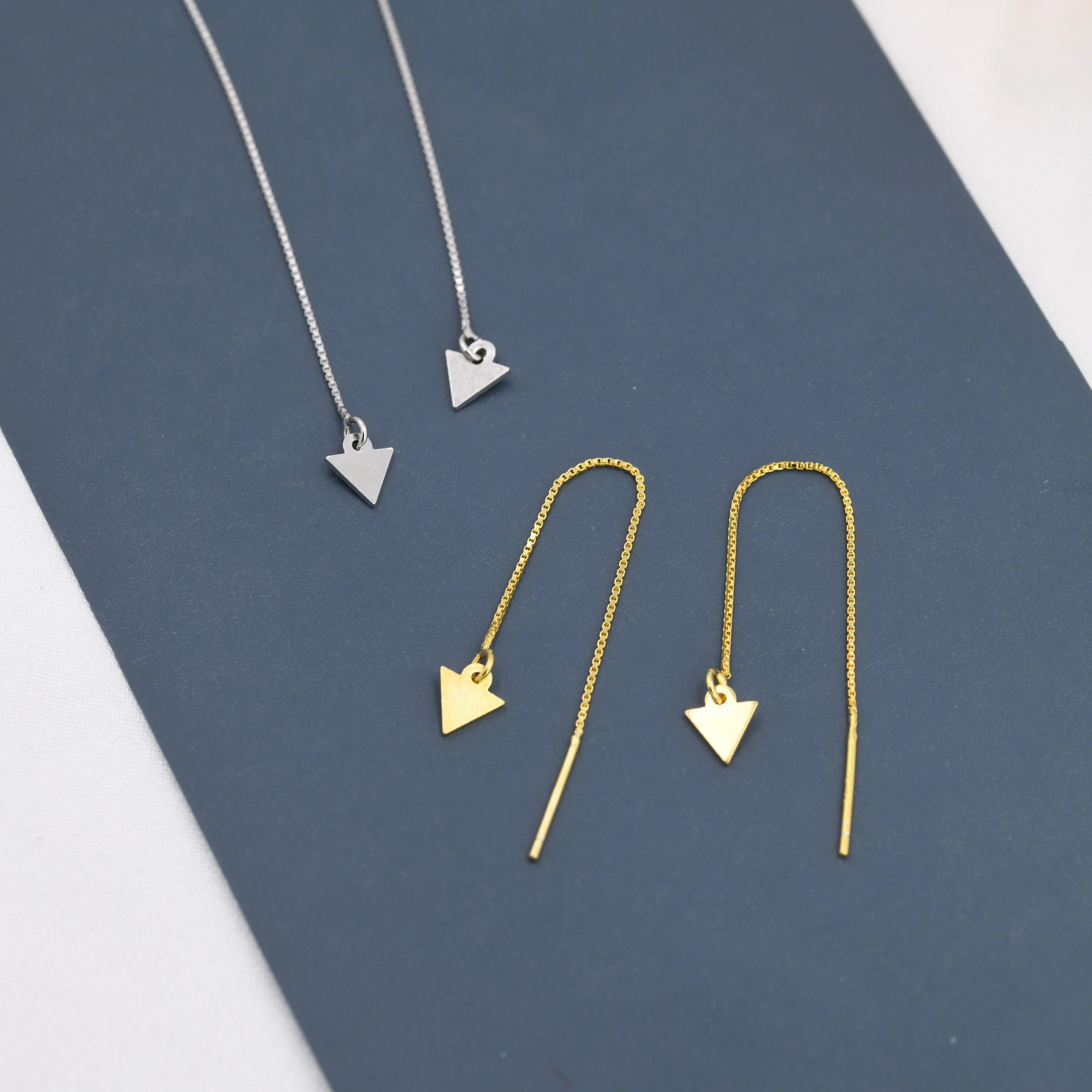 Sterling Silver Triangle Threaders Earrings, Arrow Threaders, Arrowhead Threaders, Minimalist and Delicate, Lightweight Earrings - Image 8
