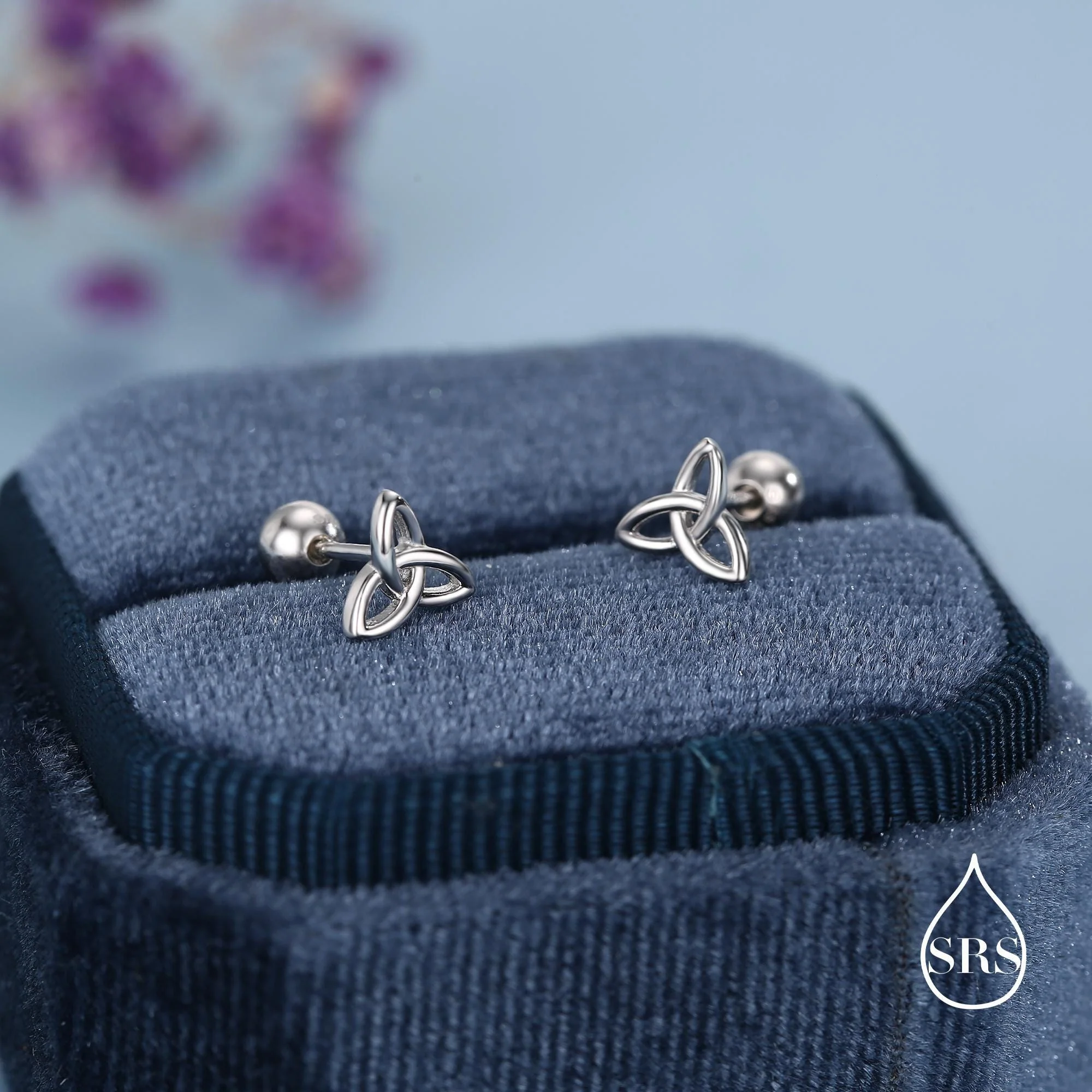 Sterling Silver Trinity Knot 18g Ball Back Screw Back Earrings - Image 4