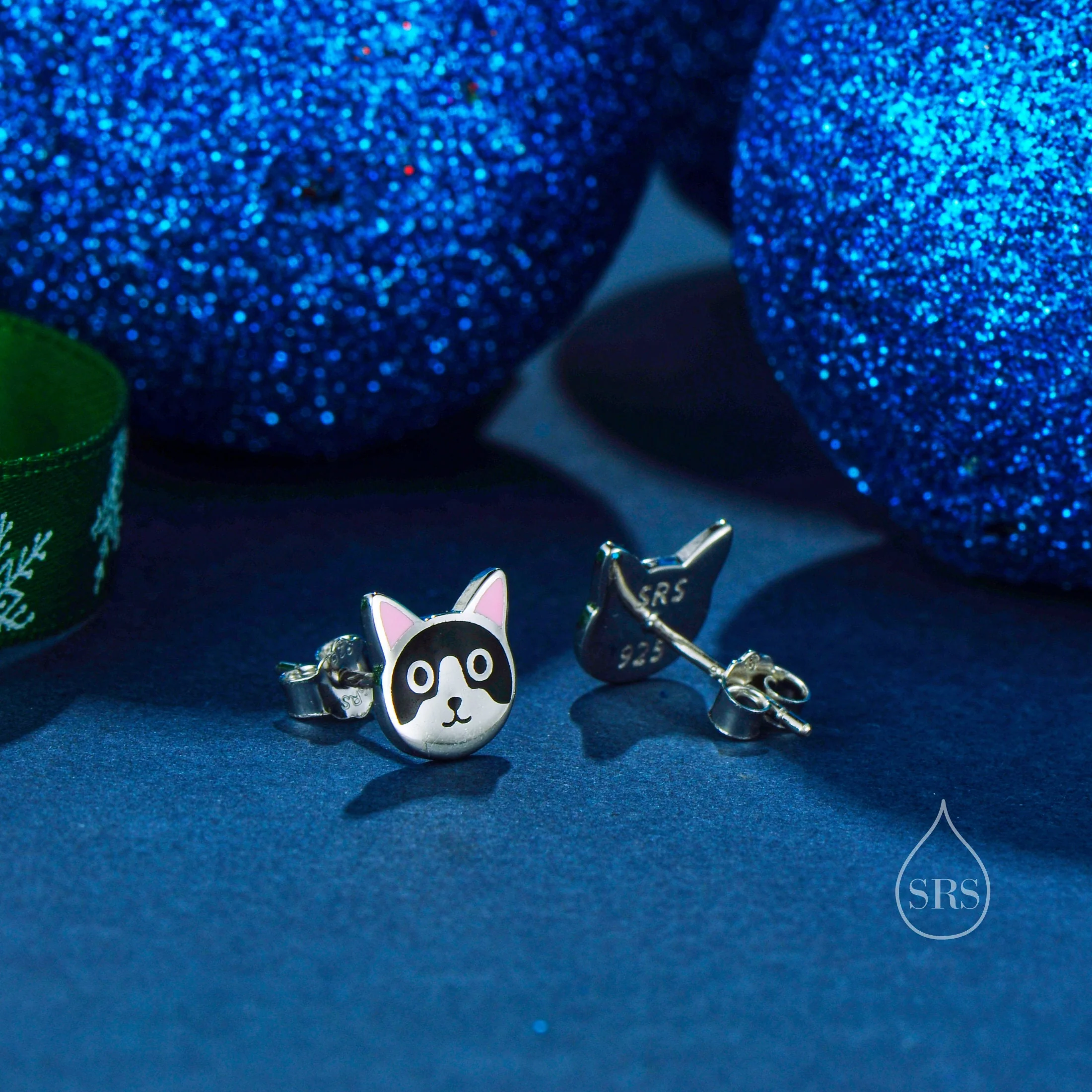 Sterling Silver Tuxedo Cat Enamel Stud Earrings, Silver Cat Earrings, Black and White Cat Earrings, Tiny Cat Stud, Cute Kitty Stud Earrings - Image 3