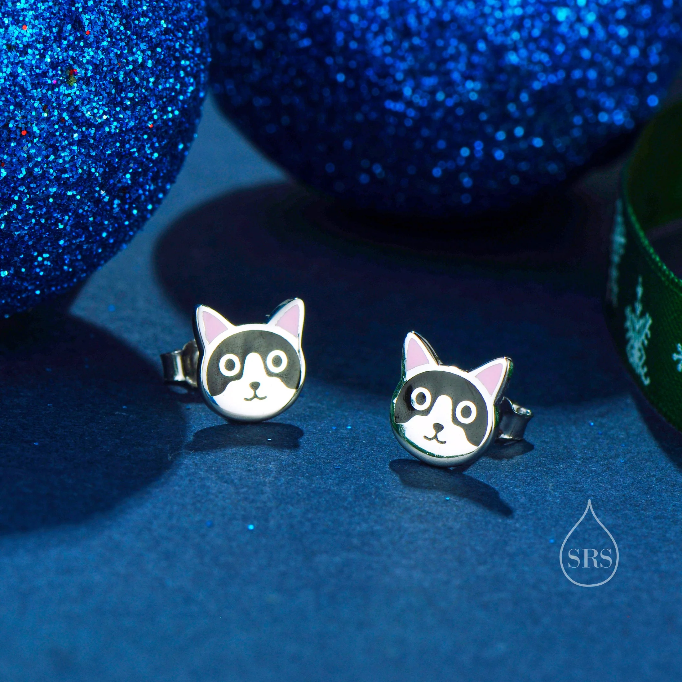 Sterling Silver Tuxedo Cat Enamel Stud Earrings, Silver Cat Earrings, Black and White Cat Earrings, Tiny Cat Stud, Cute Kitty Stud Earrings - Image 4