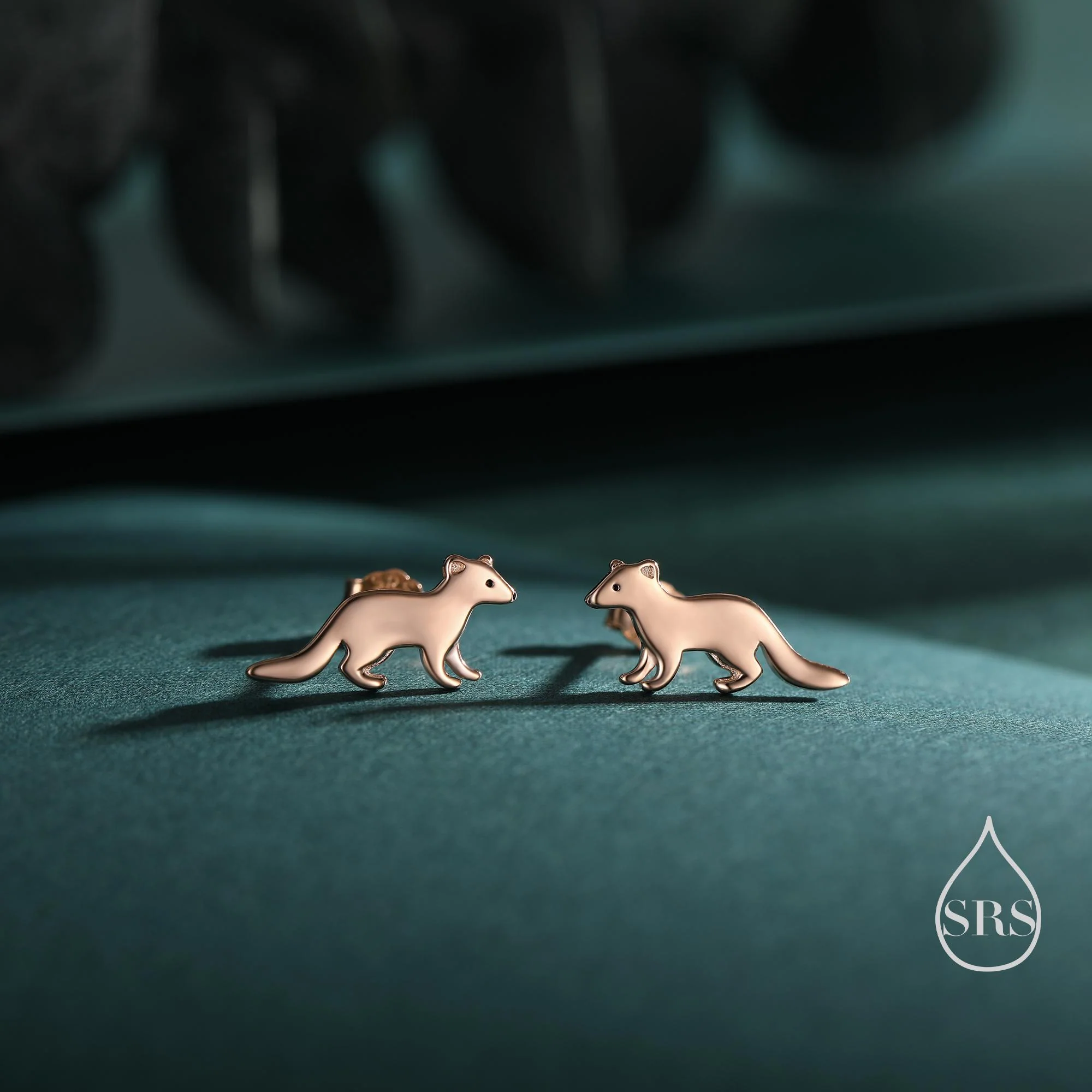 Sterling Silver Very Cute Weasel Stud Earrings, Available in Silver, Gold or Rose Gold Finish, Fun and Quirky, Nature Inspired - Image 4