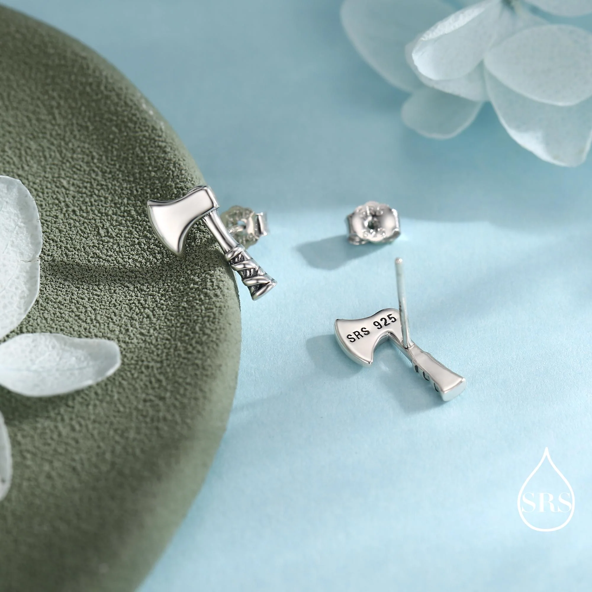 Sterling Silver Viking Axe Stud Earrings, Silver or Gold or Rose Gold Finish, Viking Jewellery - Image 3