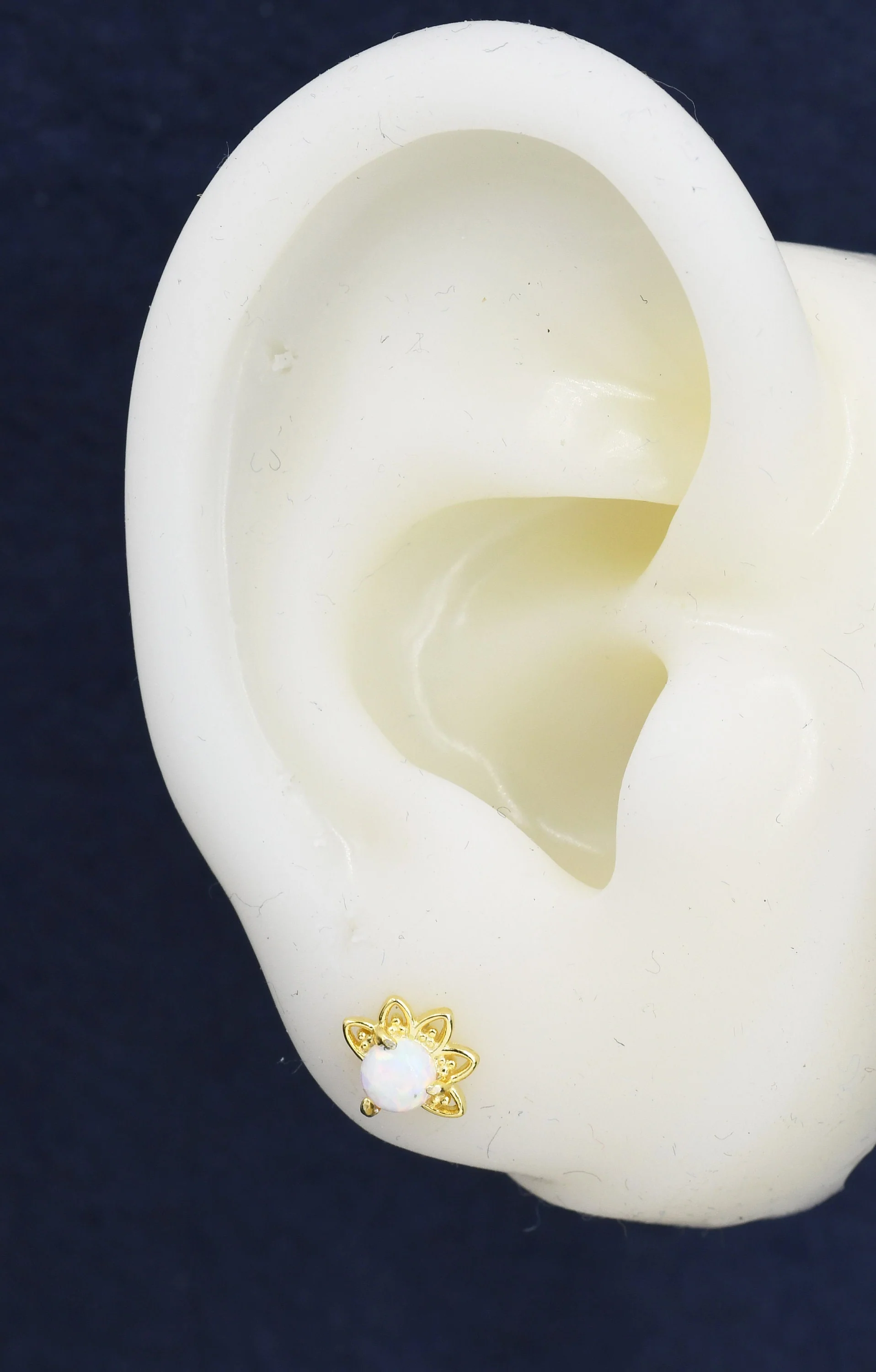 Sterling Silver White Opal Crown Stud Earrings, Prong Set, Opal Earrings, Lab Opal Lotus Earrings, Minimalist - Image 8