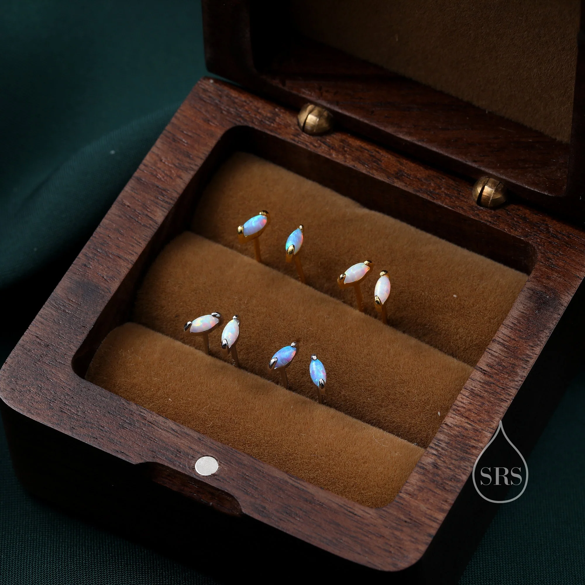 Sterling Silver White Opal Marquise Earrings, Stud Earrings or Screw Back, Extra Tiny Marquise Stud, Small Opal Stud, Gold or Silver - Image 7