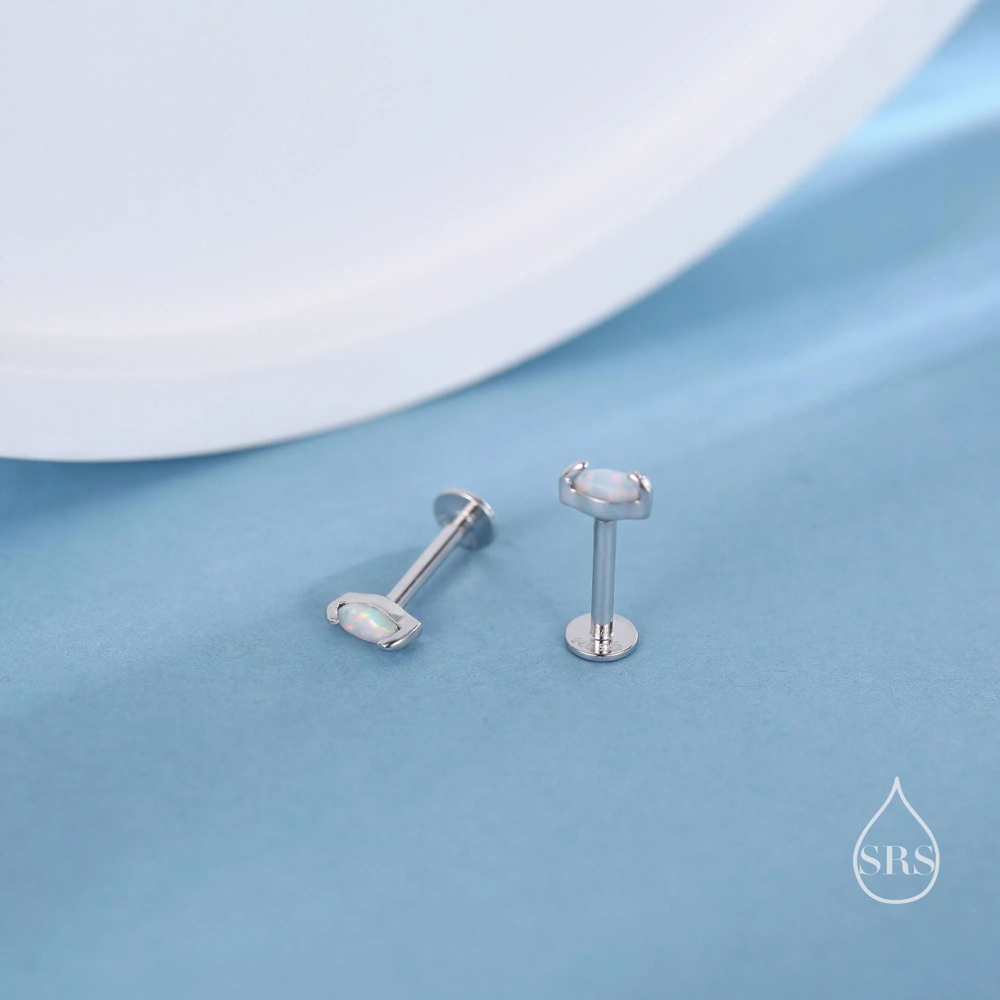 Sterling Silver White Opal Marquise Earrings, Stud Earrings or Screw Back, Extra Tiny Marquise Stud, Small Opal Stud, Gold or Silver - Image 8