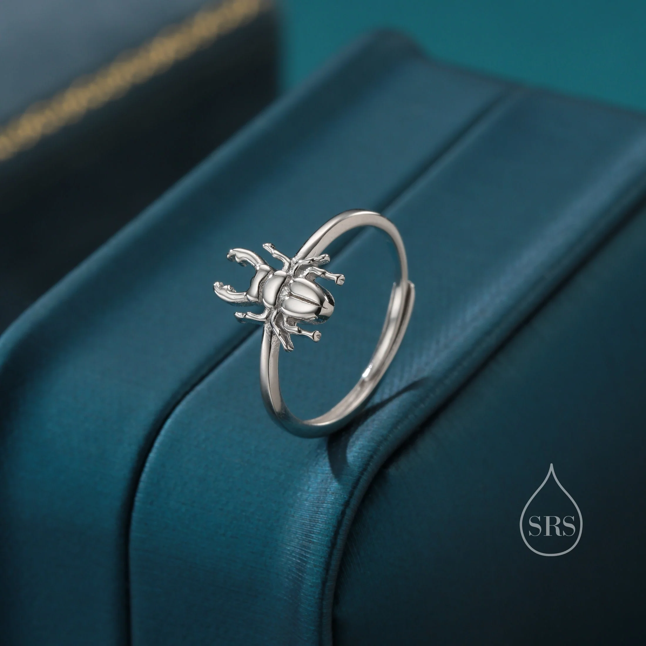 Sterling SilverTiny Stag Beetle Ring, Adjustable Size, Small Stag Beetle Ring, Tiny Stag Beetle Ring, Tiny Bug Insect Ring - Image 4