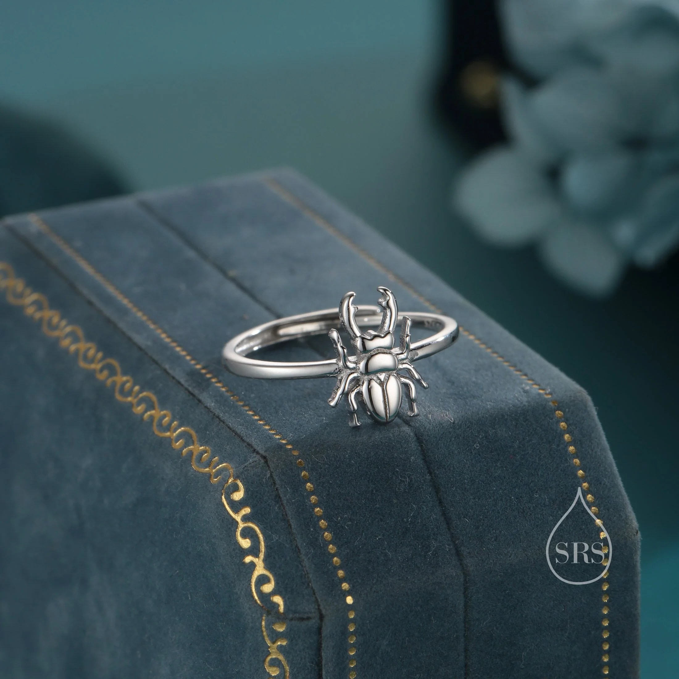 Sterling SilverTiny Stag Beetle Ring, Adjustable Size, Small Stag Beetle Ring, Tiny Stag Beetle Ring, Tiny Bug Insect Ring - Image 5