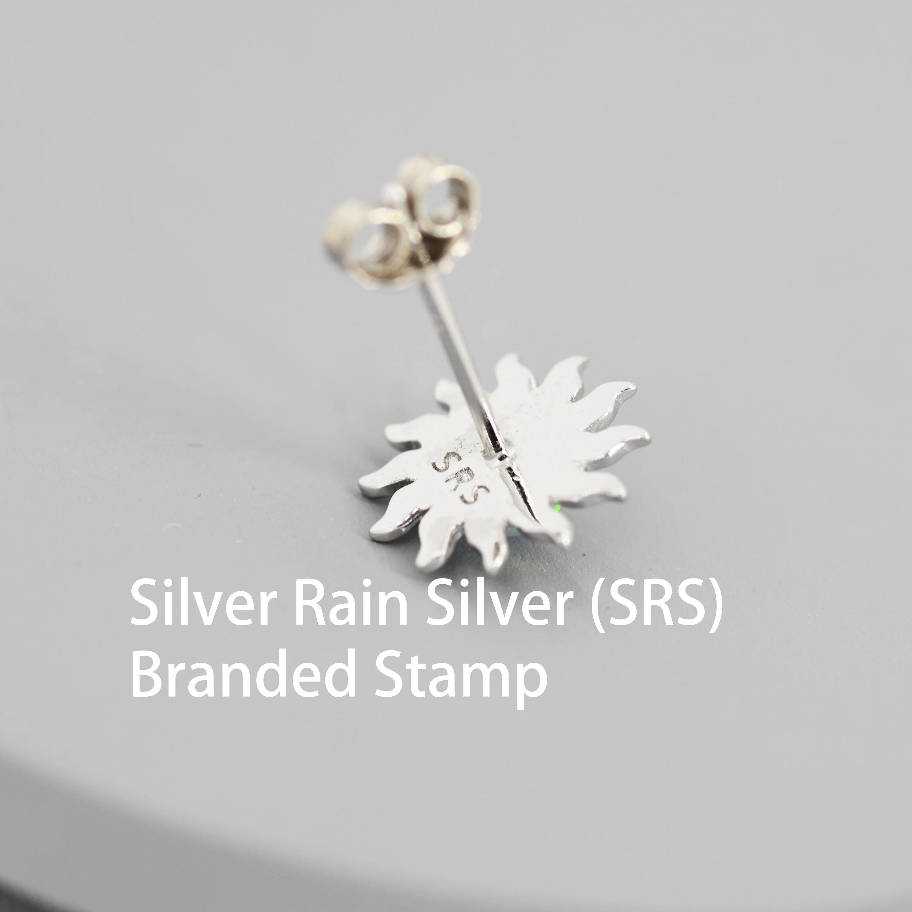Sun Opal Stud Earrings in Sterling Silver, Silver, Gold or Rose Gold, Sun Earrings - Image 6