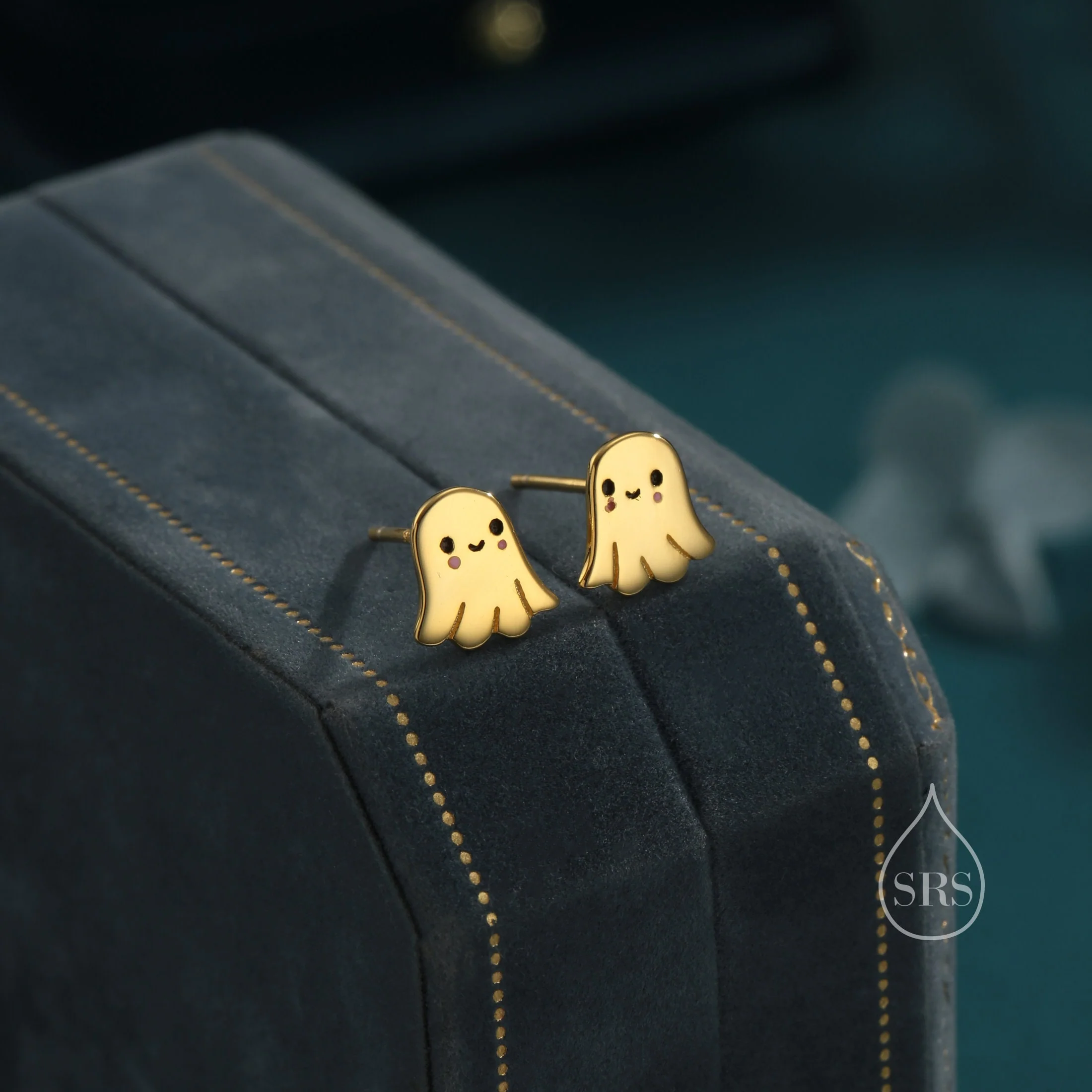 Super Cute Little Ghost Stud Earrings in Sterling Silver, Silver, Gold or Rose Gold, Tiny Ghost Earrings - Image 5