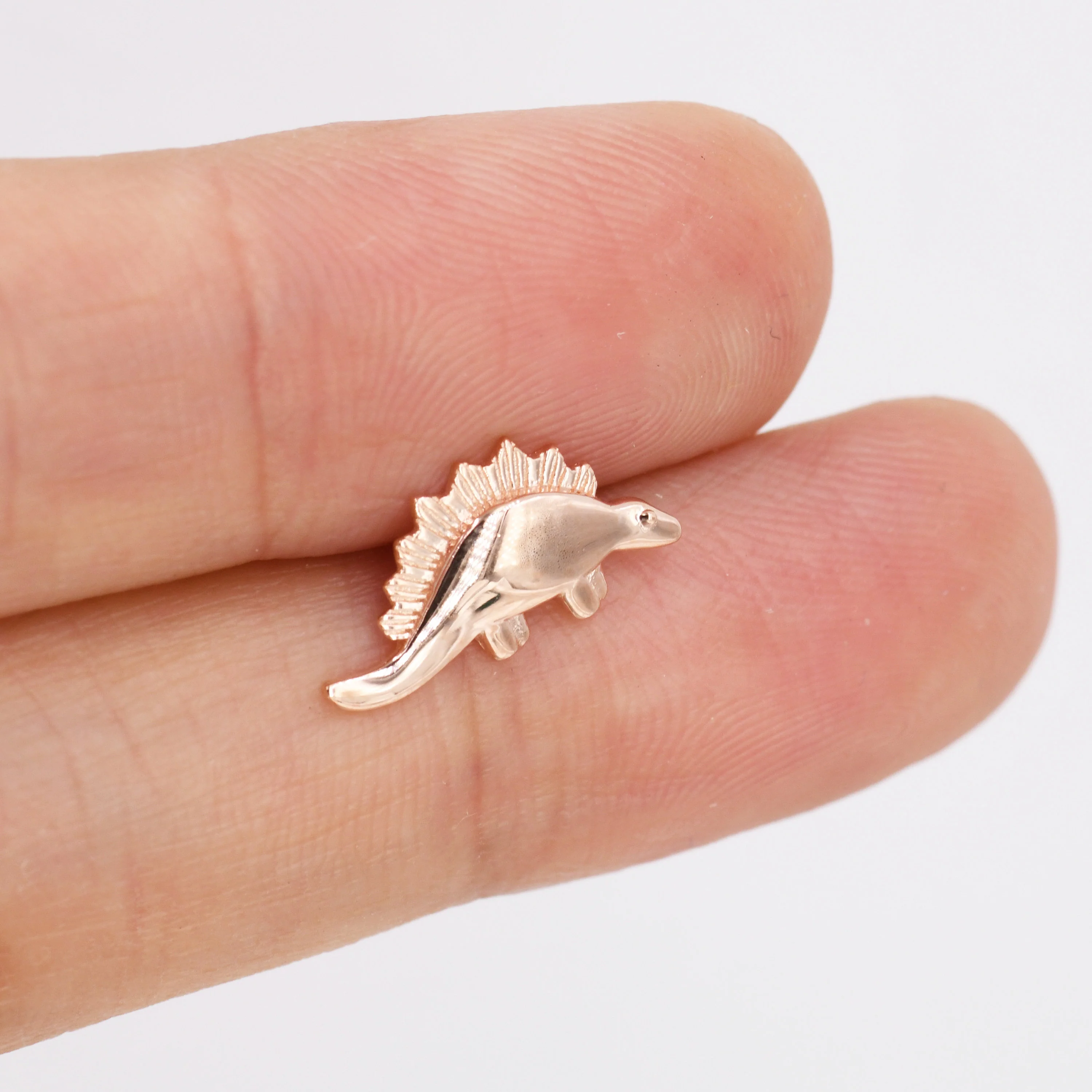 Super Cute Little  Stegosaurus Dinosaur Stud Earrings in Sterling Silver - Image 4